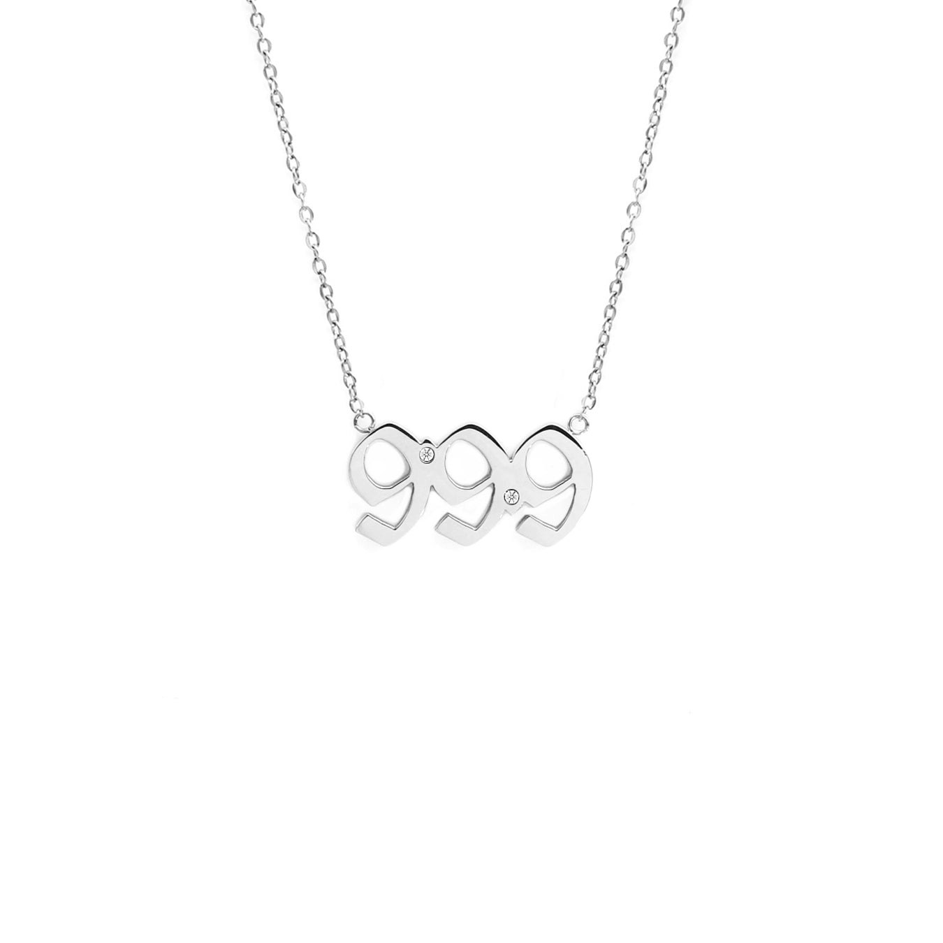 Say It With Silver Angel Number Necklace - 999