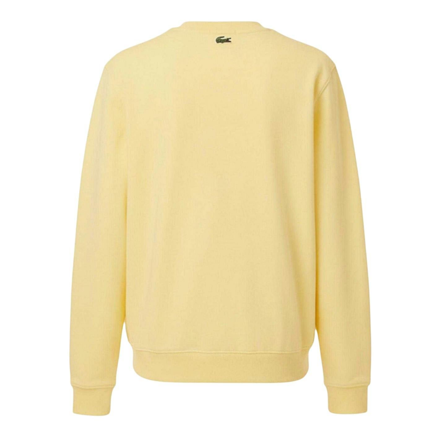 Lacoste Unisex Yellow Adult Logo Fleece Sweatshirt - Xs - 100% Cotton