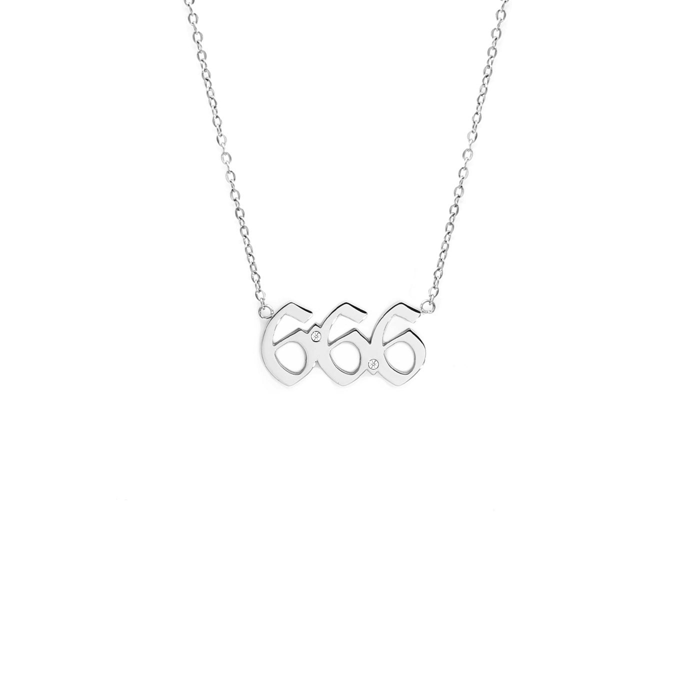 Say It With Silver Angel Number Necklace - 666