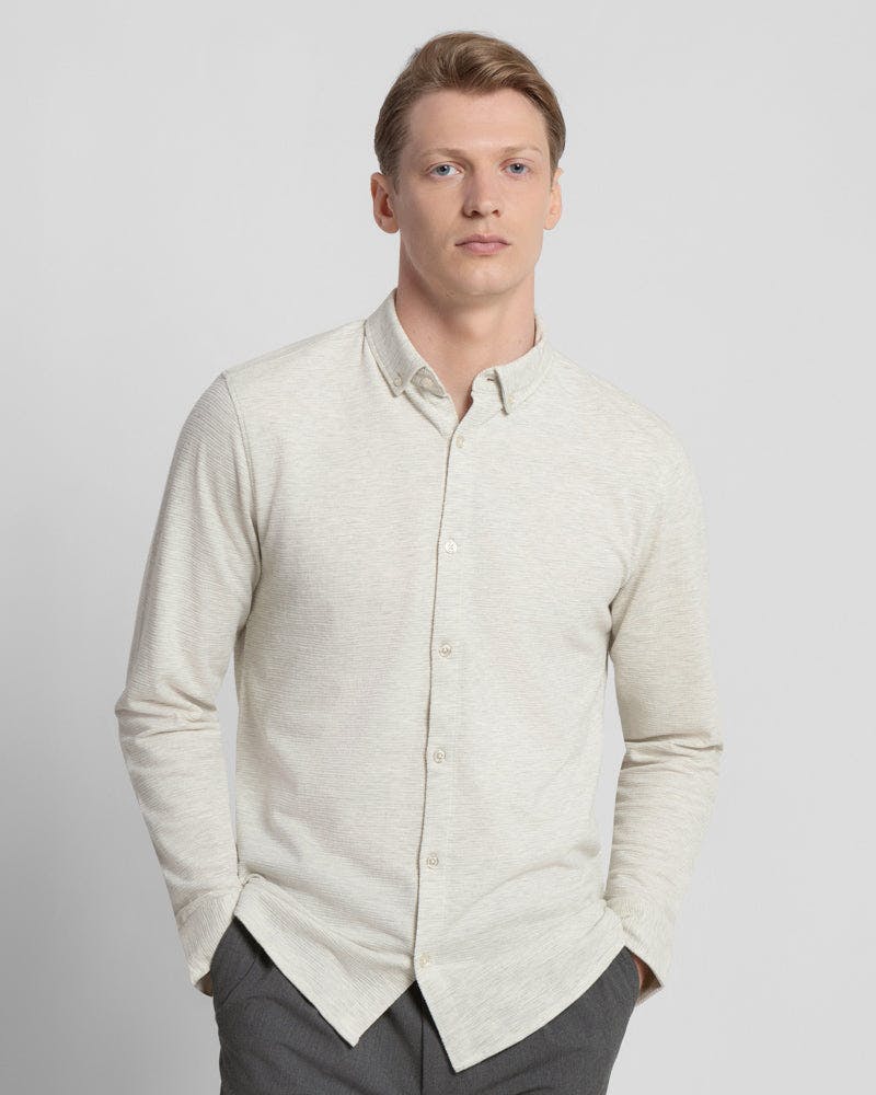Steel & Jelly Black Textured Long Sleeve Jersey Shirt - Natural - M