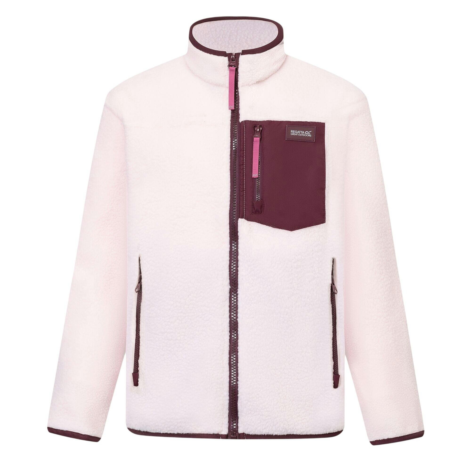 Regatta Boys Pink Haze Fig Childrens/ Frankie Colour Block Fleece Jacket - Size 13 Years Kids - Image 3