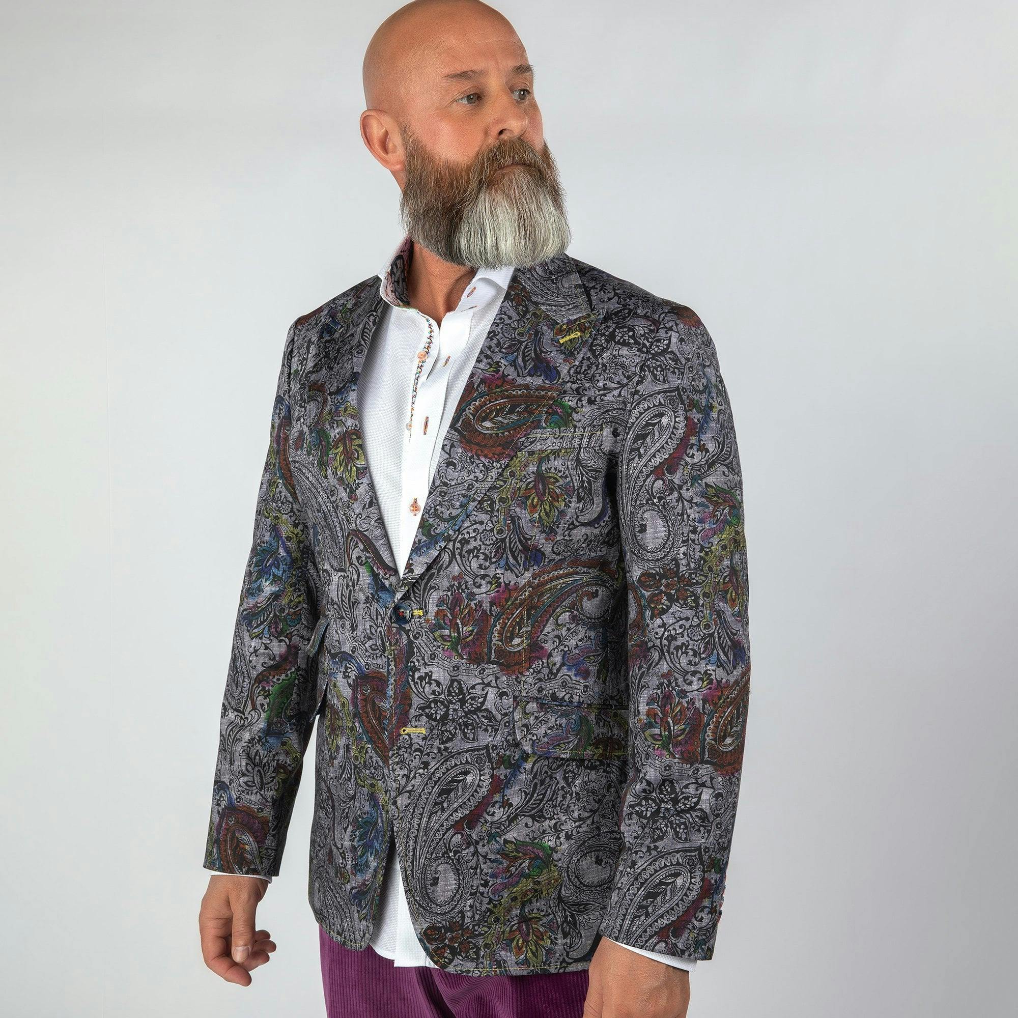 Claudio Lugli Black Paisley Printed Jacket - 42 Uk/ 52 Eu