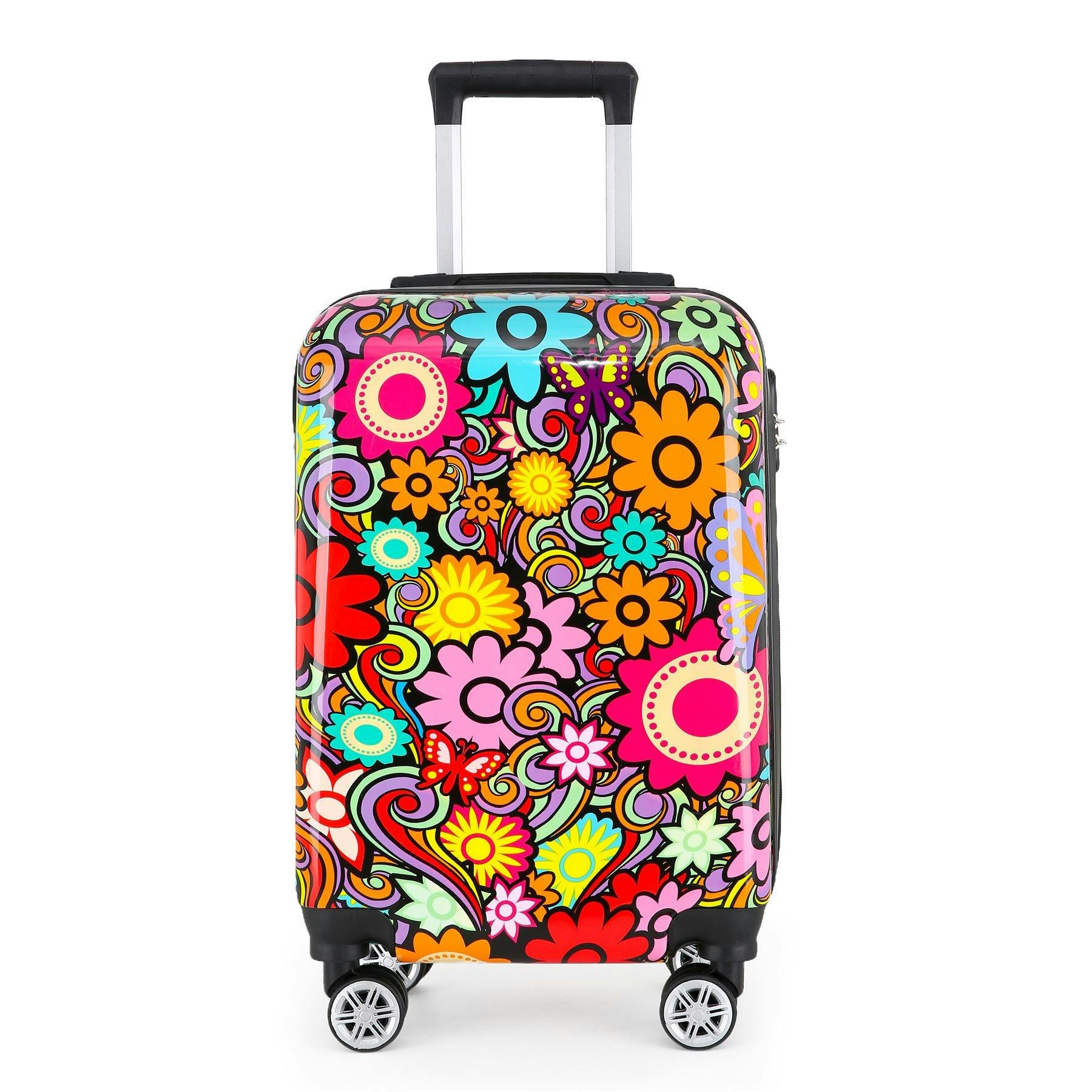 Infinity Luggage Hardside Shell Suitcase Set Printed Luggage Lightweight Cabin Travel Bag - Flower - Cabin