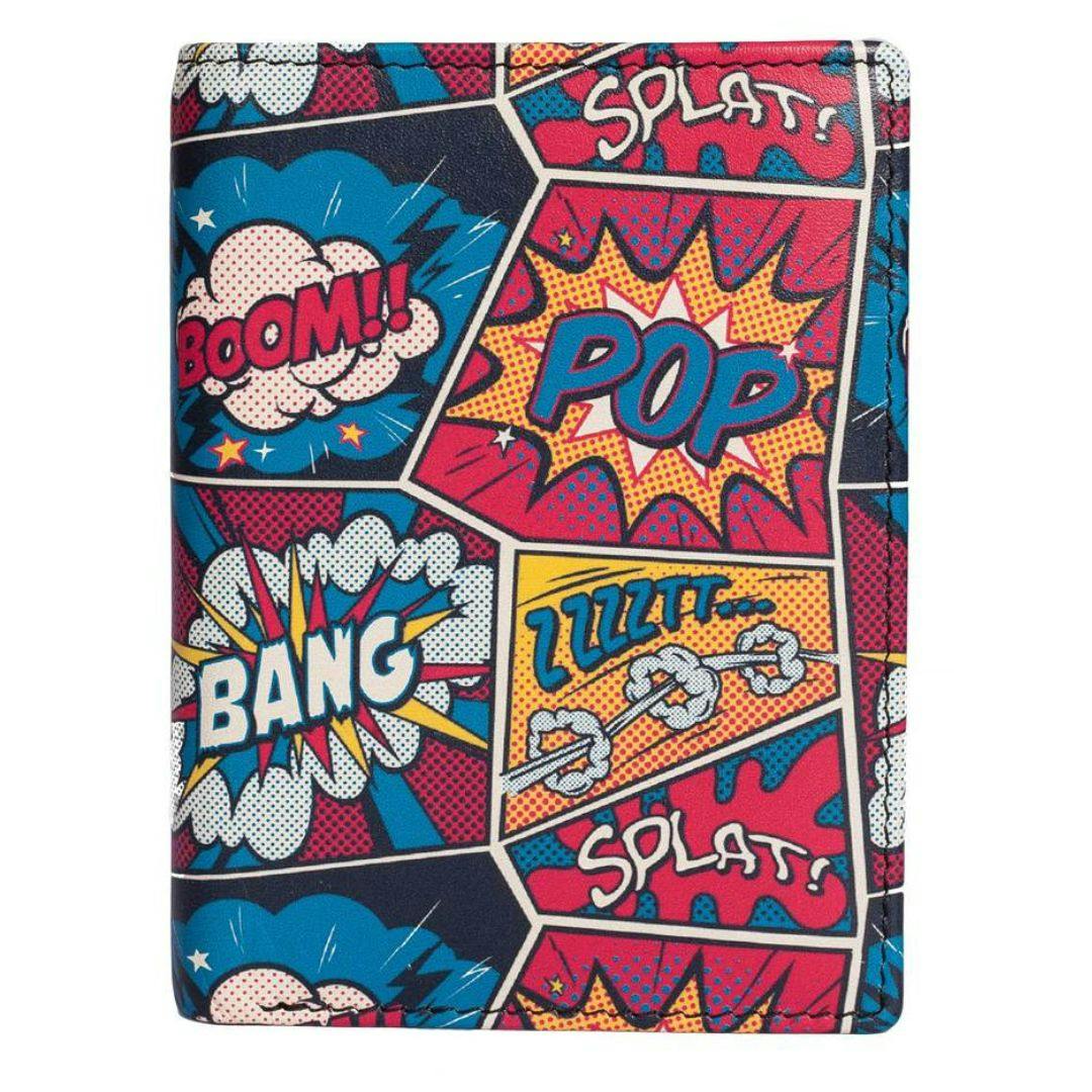 Mala Leather Comic Pop Rfid Protected Leather Compact Wallet - Multi