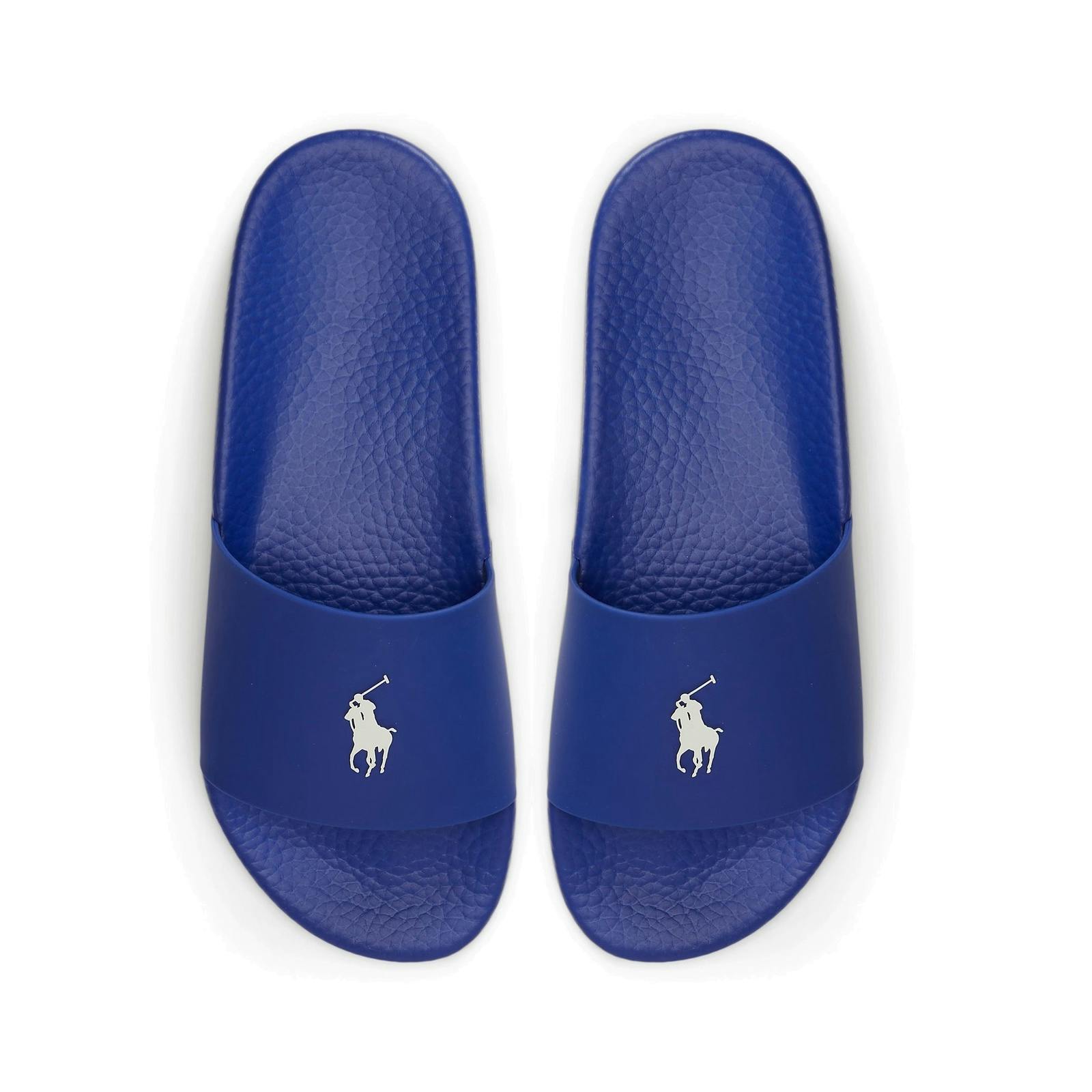 Polo Ralph Lauren Men's White Polo Slide Sliders Royal/Deckwash - Uk 7 - Multicoloured