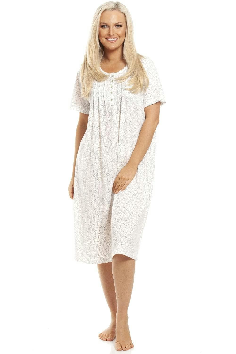 Camille Ivory Stylish Honeycomb Print Jersey Nightdress - 10-12