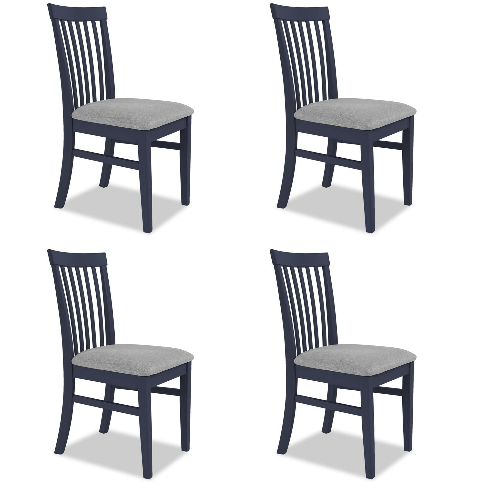 Statement Furniture Blue Florence Highback Upholstered Chairs Set Of 4 - Navy