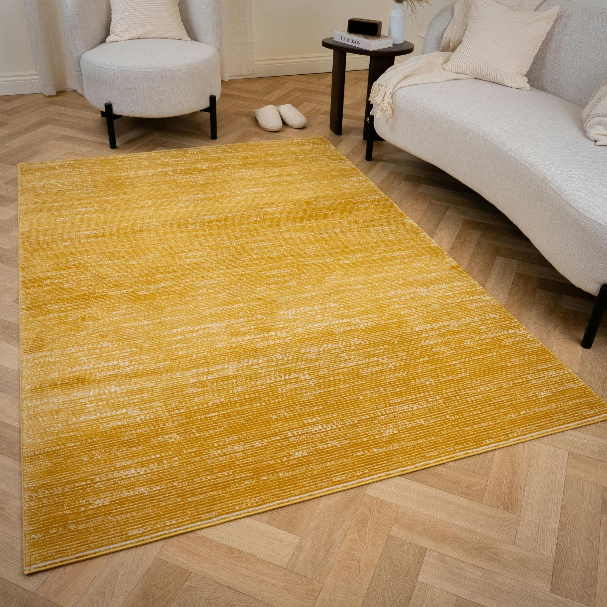 Rackhams Cream/Gold Carmel - Striped Rug | 6020 - 80X150 Cm