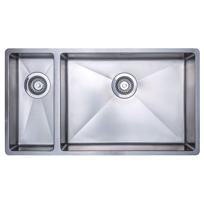 Rackhams Como Stainless Steel Extra Large Inset & Undermount 1.5 Bowl Kitchen Sink - Right Hand Main Bowl