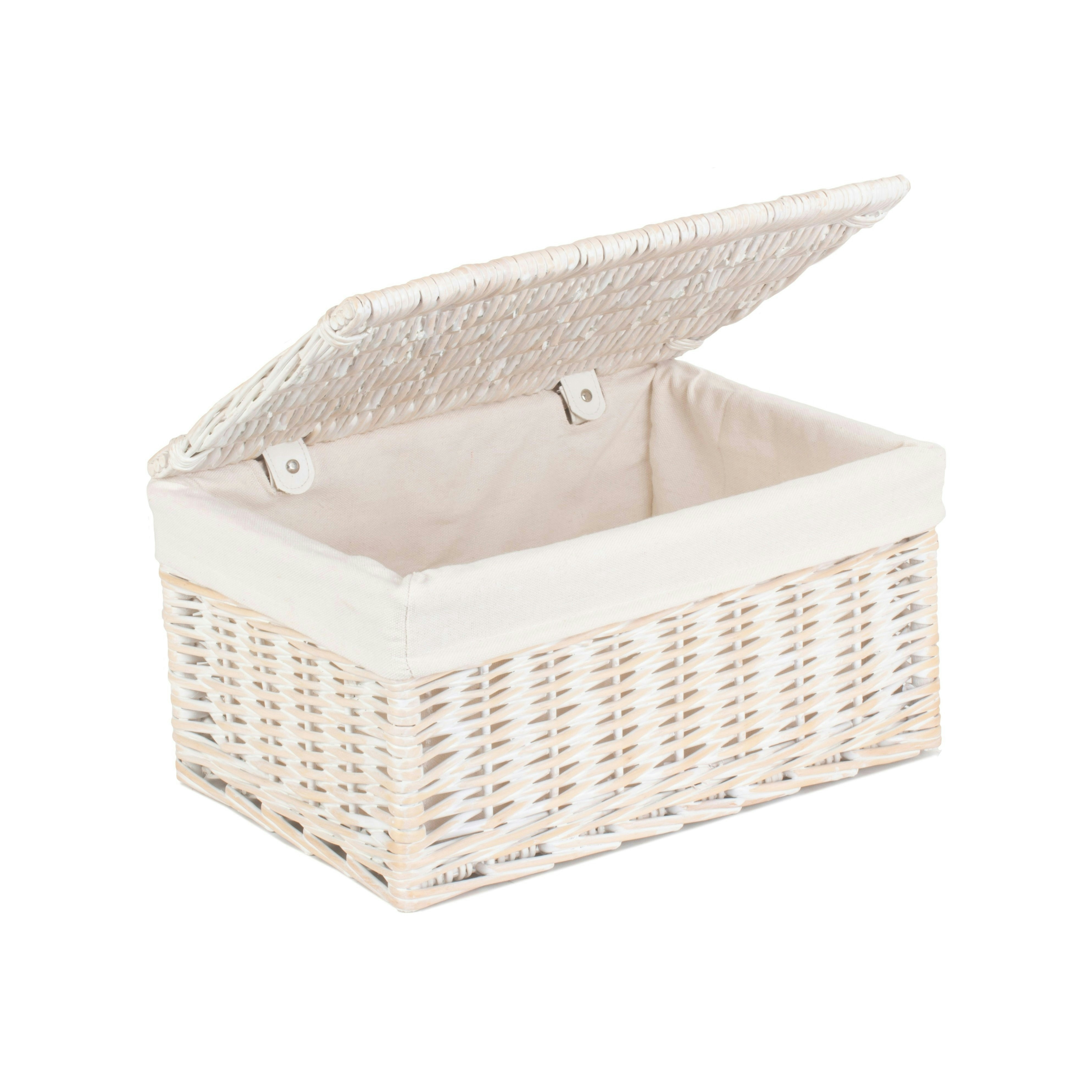 Red Hamper Red/White Hamper Whitewash Steamed Cotton Lined Wicker Storage Basket - Wicker - Size 1