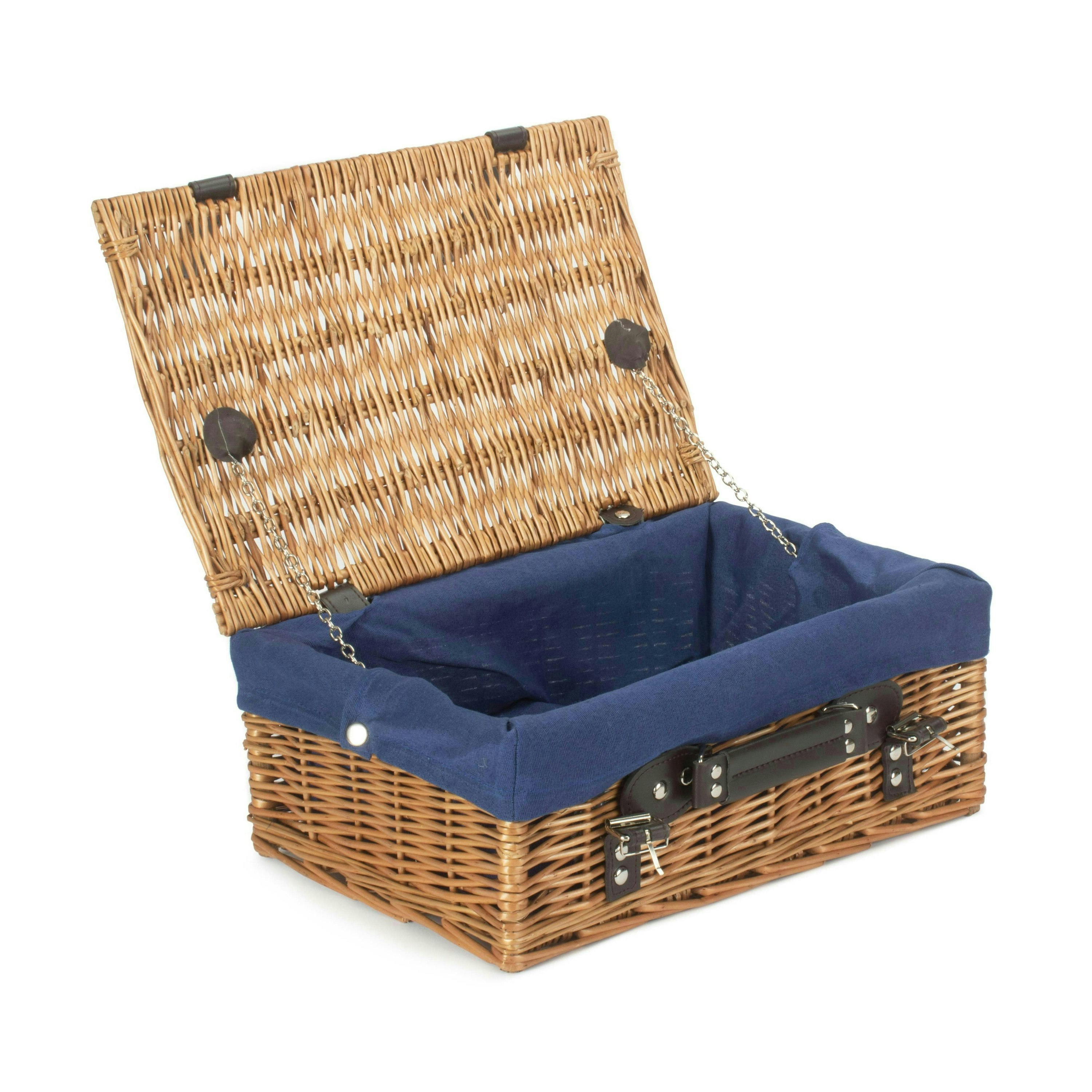 Rackhams Blue 36Cm Double Steamed Willow Wicker Picnic Basket