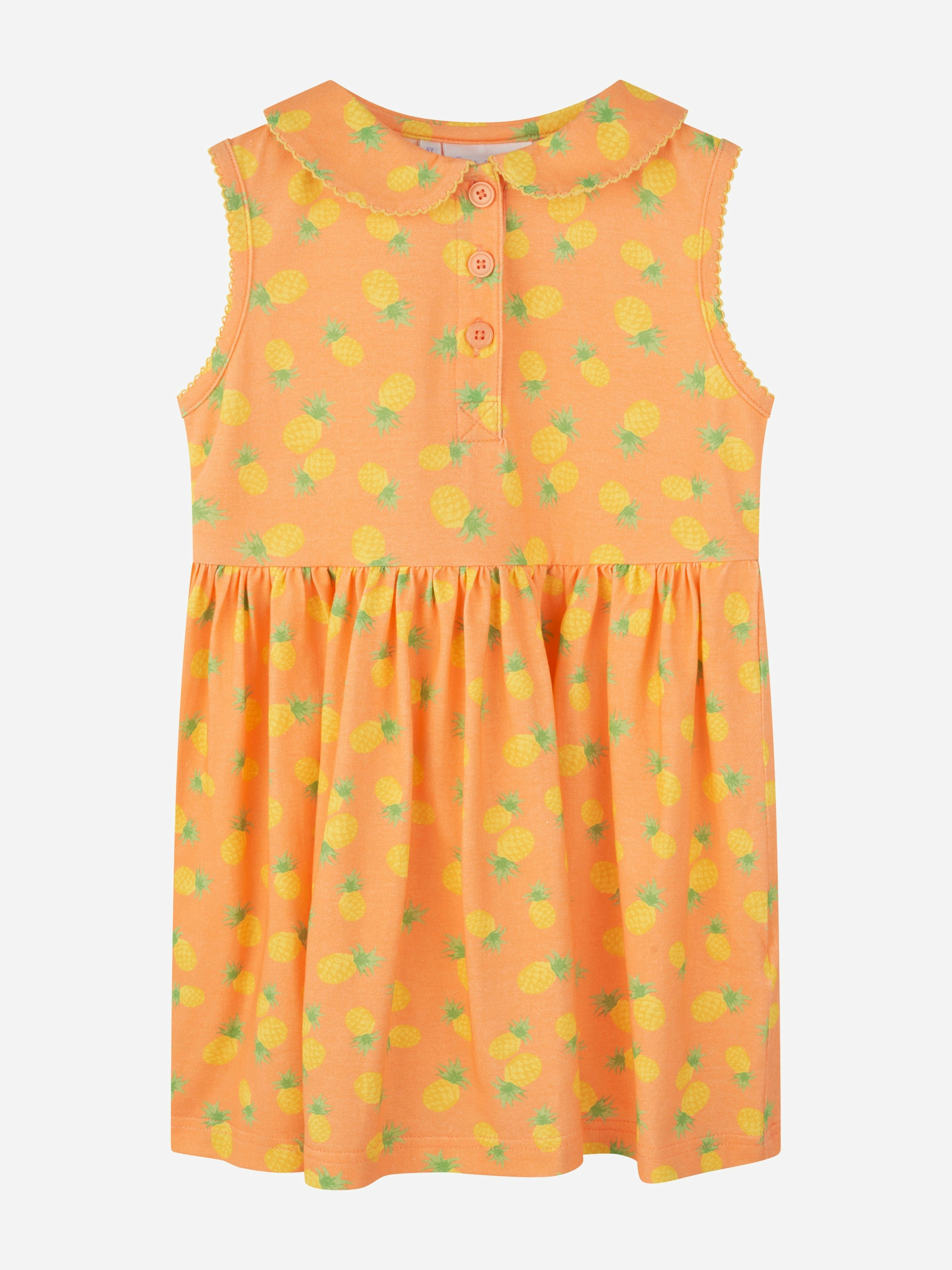 Rachel Riley Girls Orange Pineapple Dress In - 2 Yrs