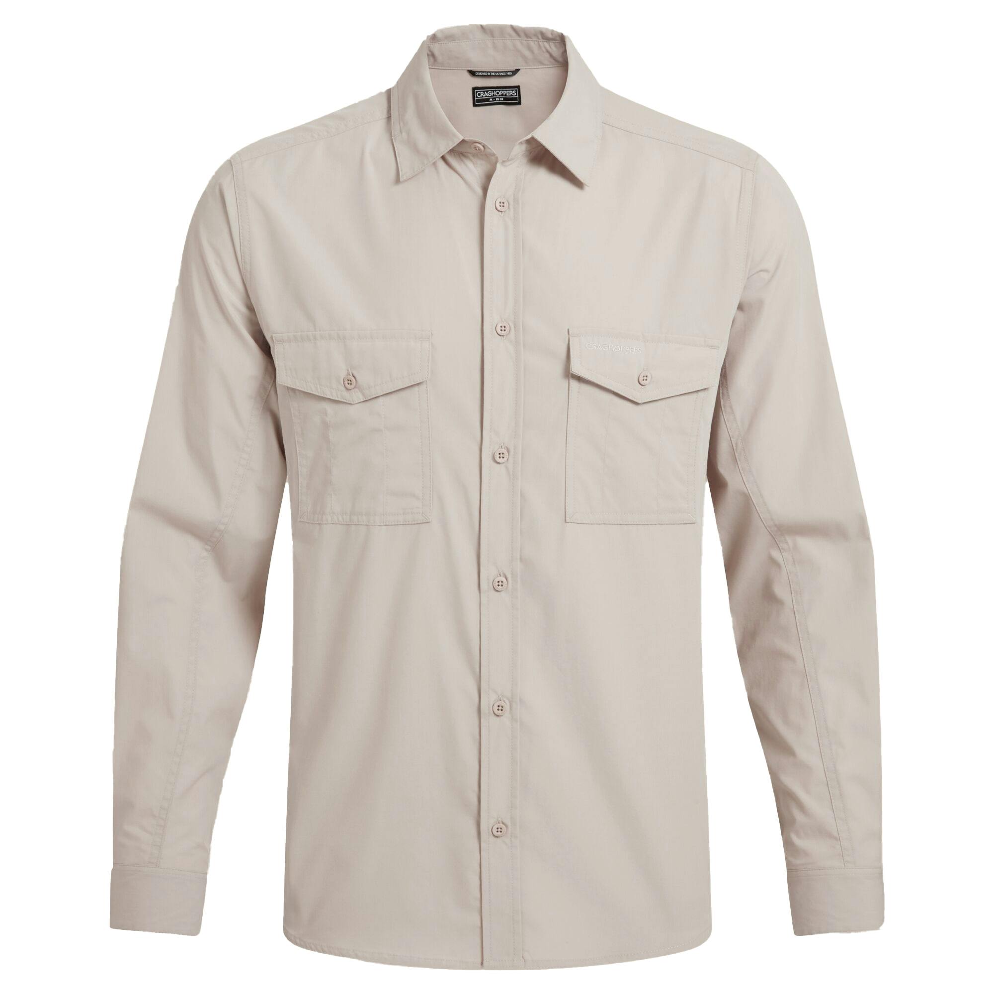 Craghoppers Men's Kiwi Ii Long-Sleeved Shirt - Oatmeal - L - Oatmeal - 65% Recycled Polyester/35% Recycled Cotton
