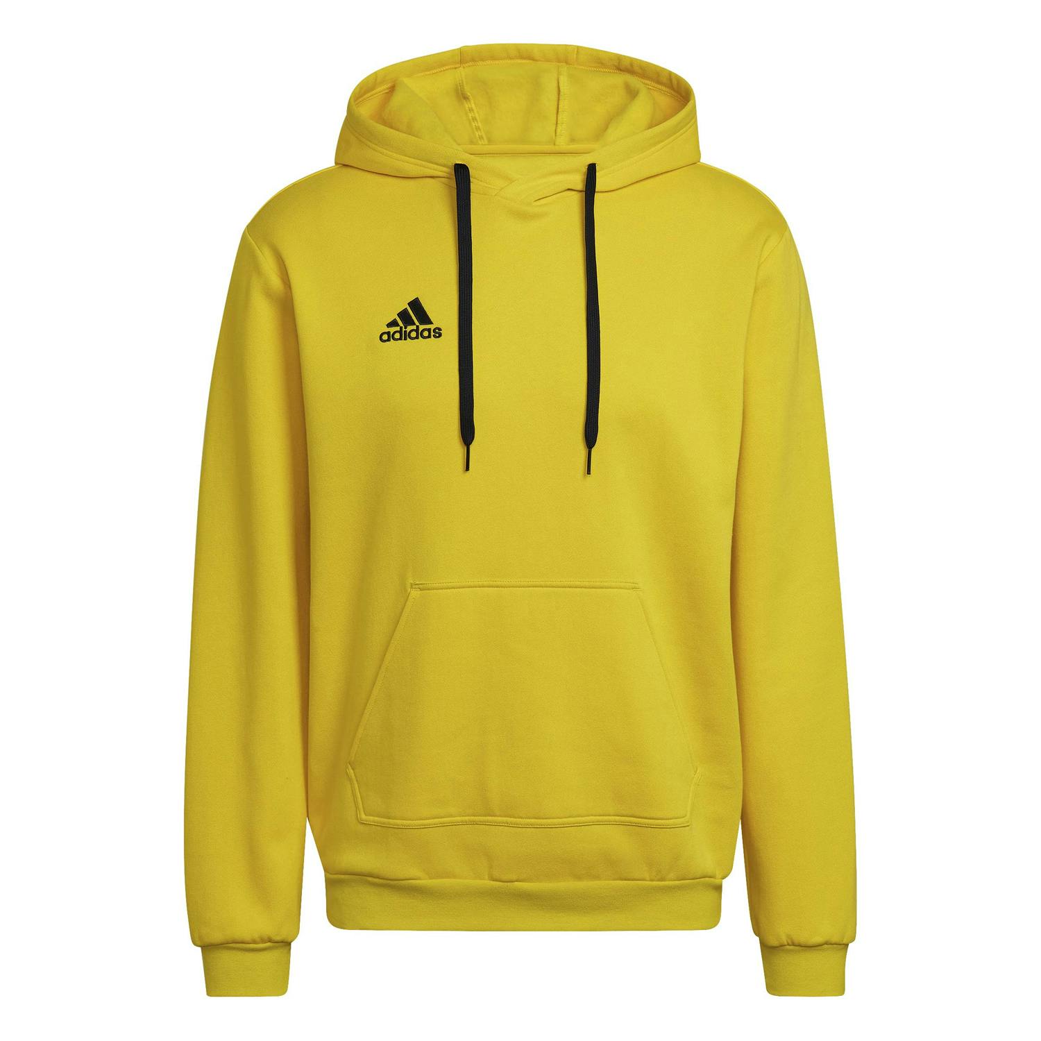 Adidas Men's Yellow/Black Entrada 22 Cotton Blend Pullover Hoodie - S - 70% Cotton/30% Polyester