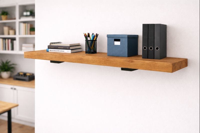 Rackhams Light Swedish Pine Shelves With Steel Brackets - 150Cm