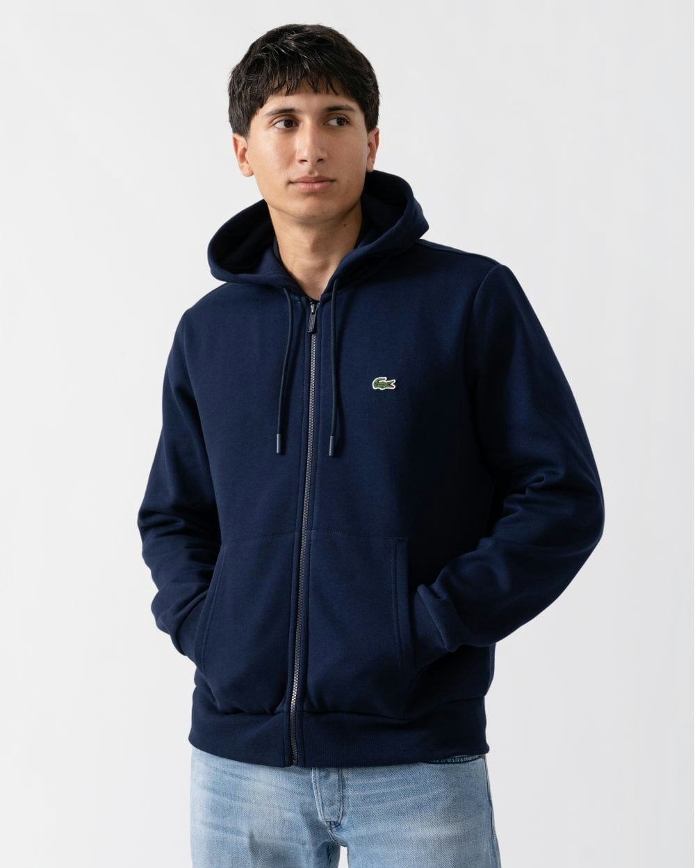 Lacoste Men's Blue Fleece Full-Zip Hoodie - Navy 166 - Navy 166 - Xxl