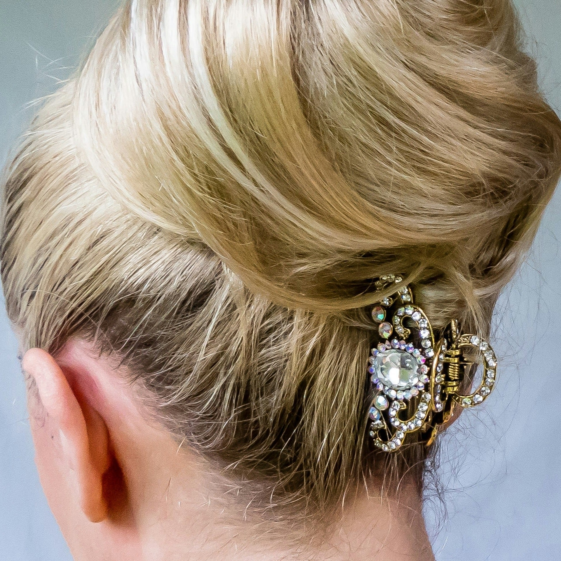 Queenmee Accessories Gold Hair Claw With Rhinestone