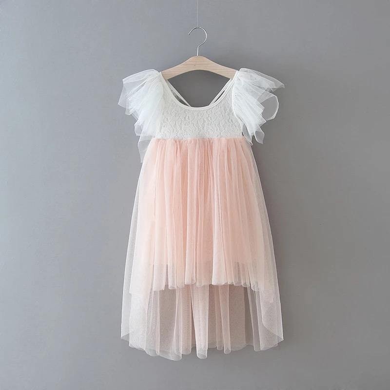 Uk Flower Girl Boutique Girls Peach/White Uk Flower Boutique Bohemian Serendipity Dress - Blush - 7/8 Years