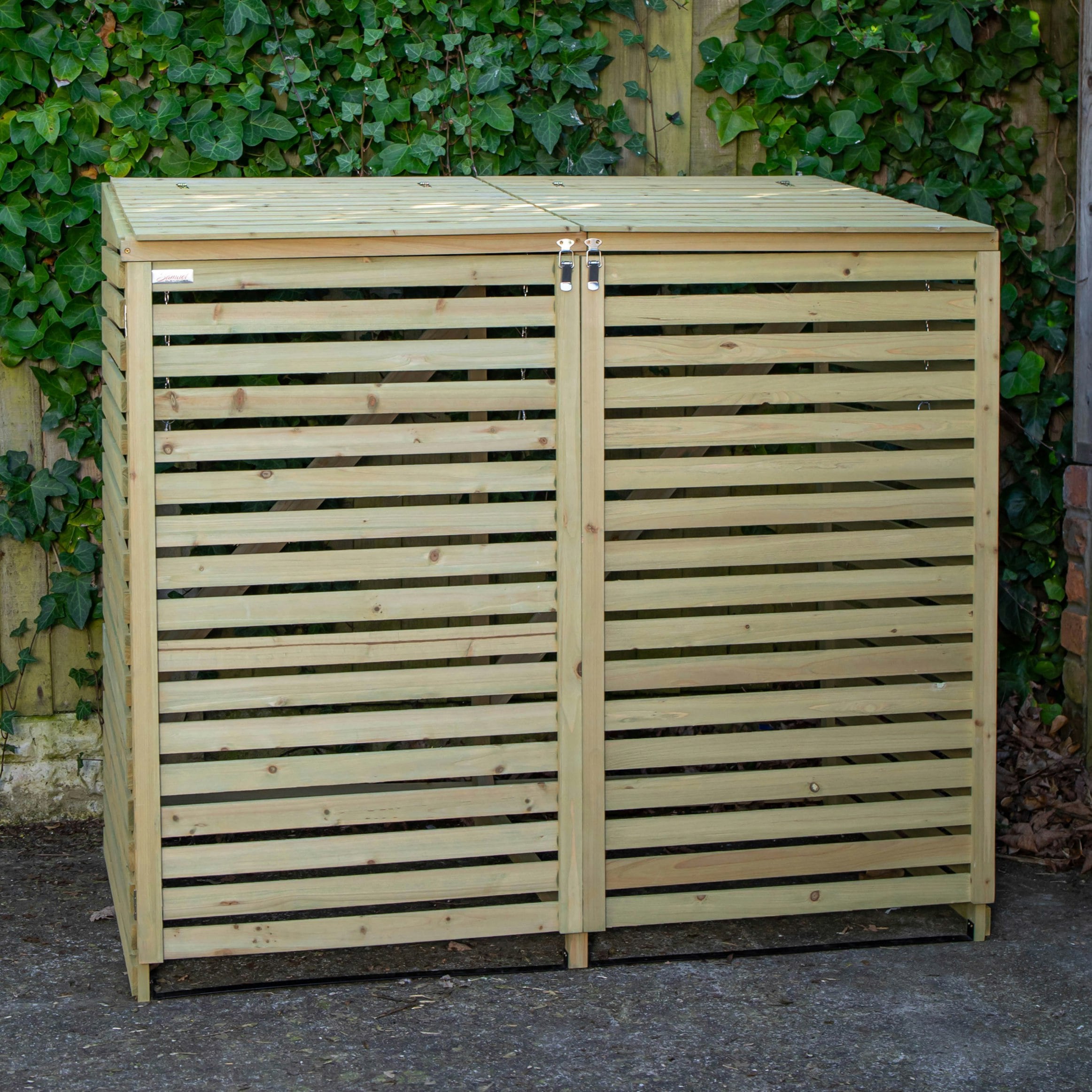 B&Q - 1.34M X 1.2M Large Wooden Outdoor Garden Double Wheelie Bin Store Storage For 2 Bins - Image 2