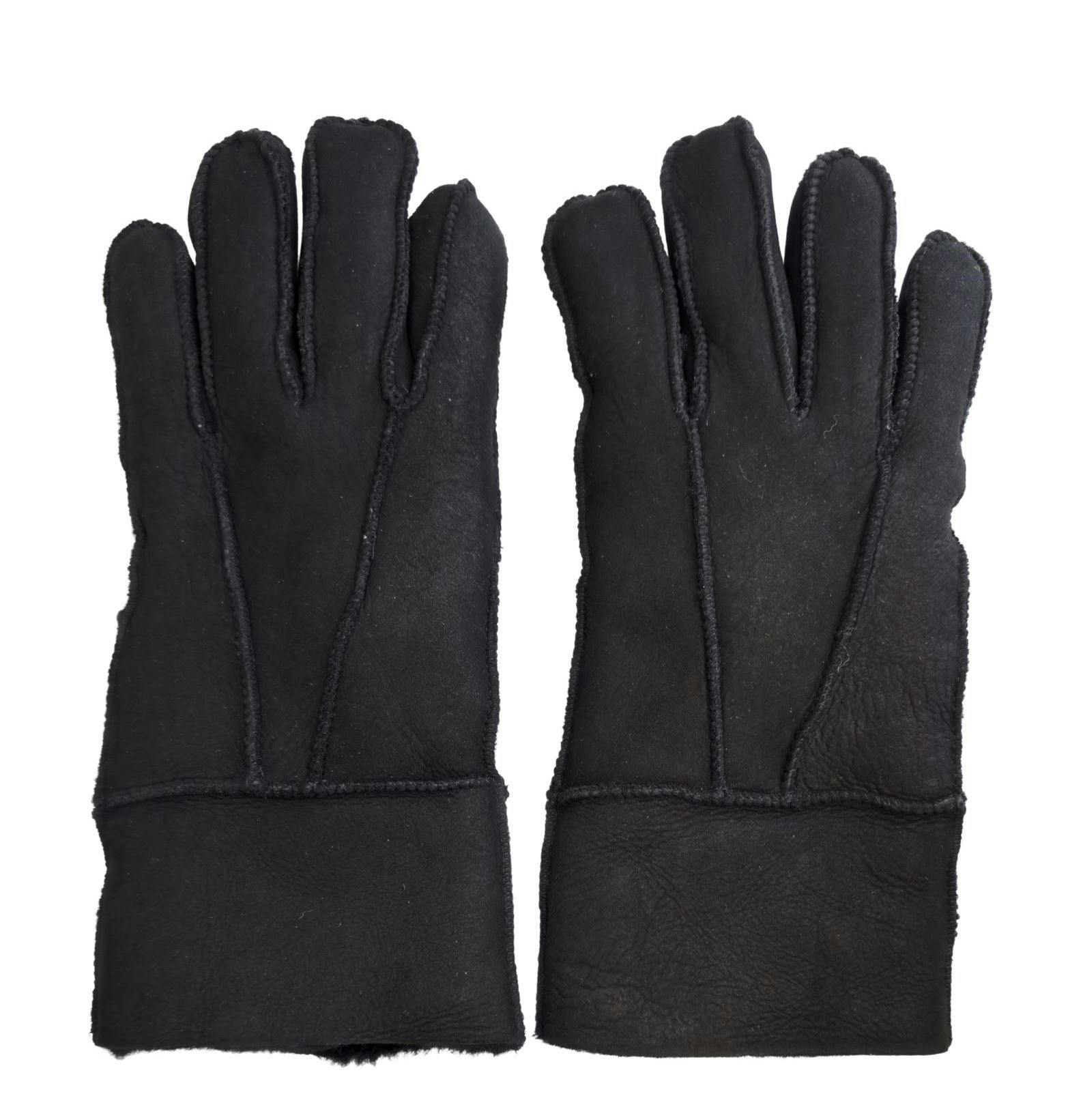 Infinity Leather Unisex Black Sheepskin Suede Gloves With Roll Up/Down Cuff - 2XL
