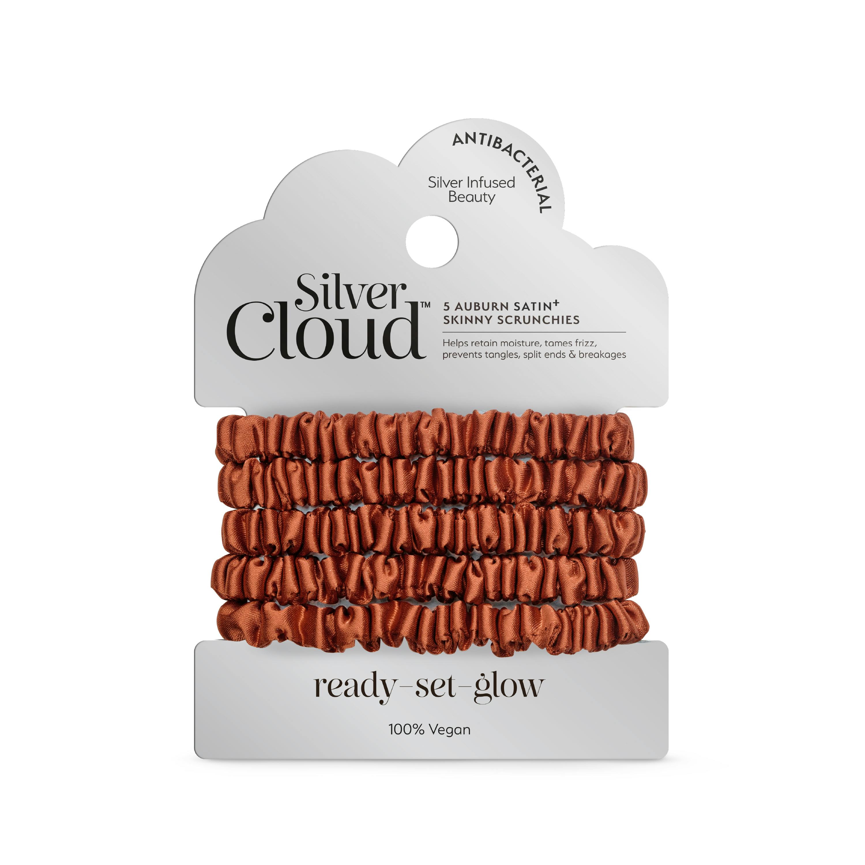 Silver Cloud Beauty Cloud Skinny Hair Scrunchie Auburn 5 Pack