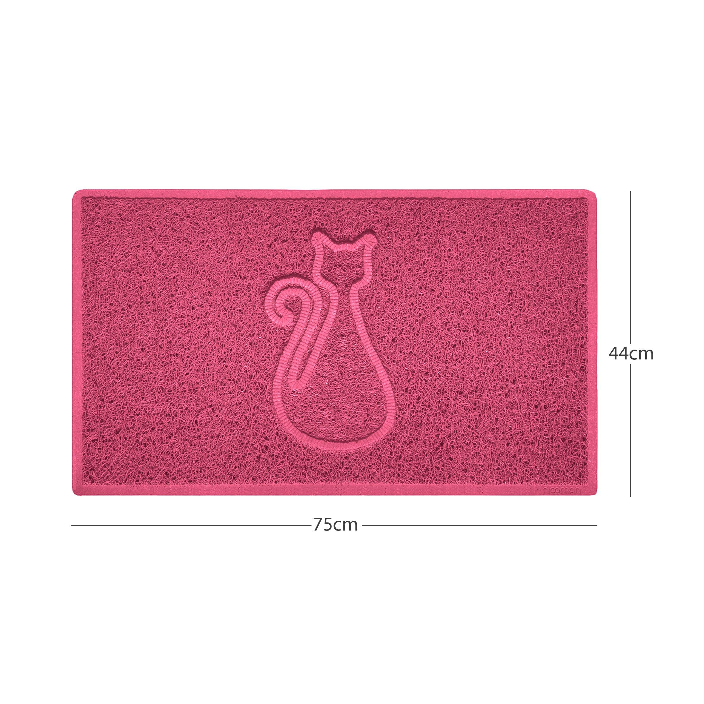 Rackhams Pink "Cat" Embossed Loofah Textured Spaghetti Door Mat - 75Cm X 44Cm - Yes (Suitable For Indoors)