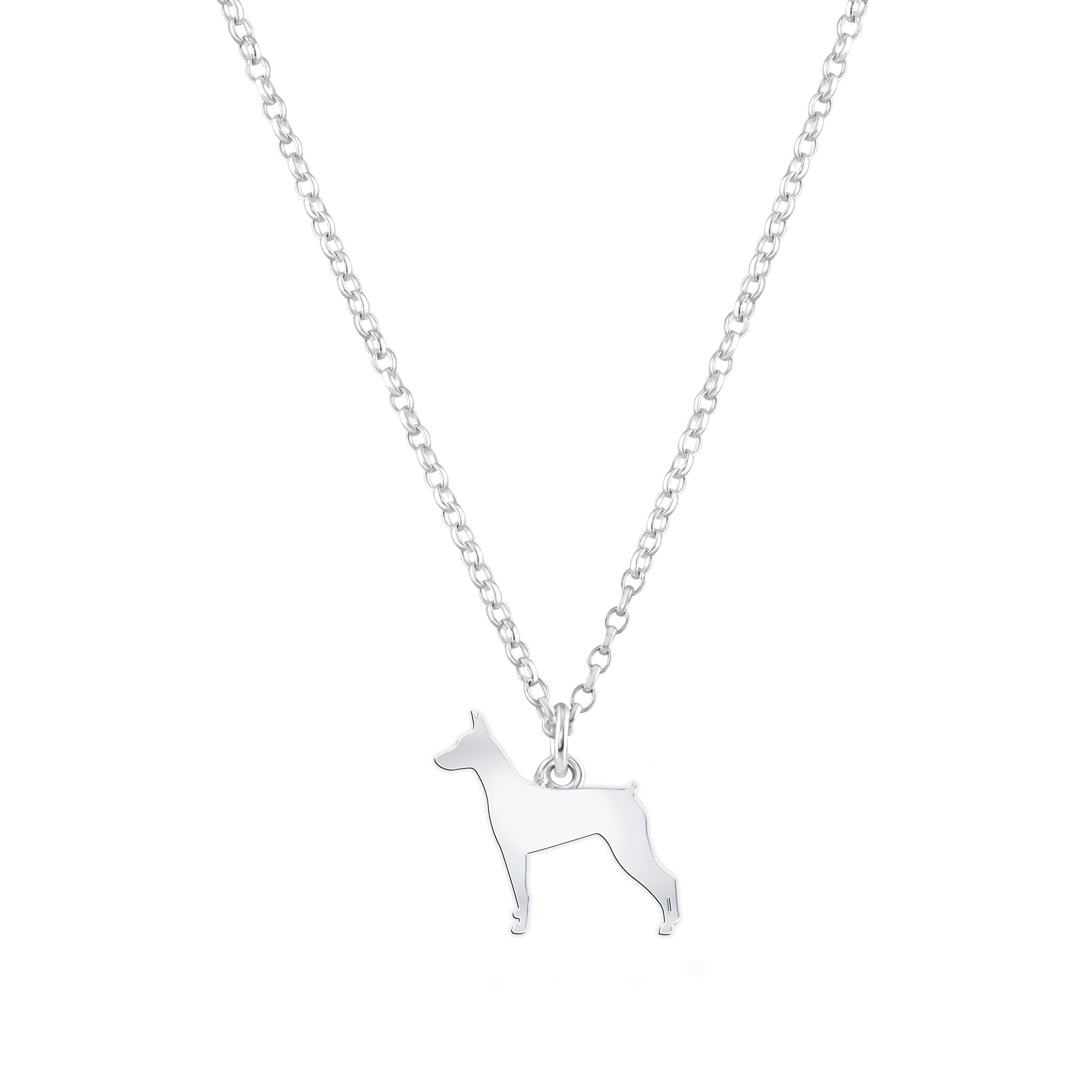 Mylee London Silver German Pinscher Silhouette Necklace - Personalised - Yes