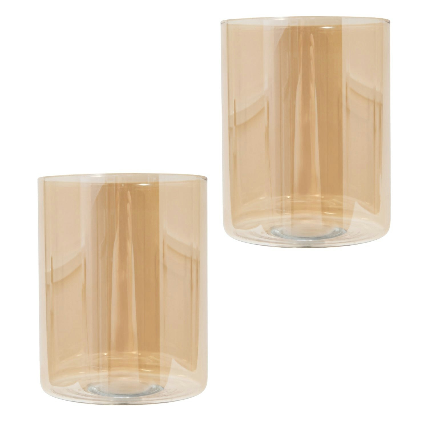 Happy Homewares Amber Pair Of Tinted Glass Shades With Rectangular Shape For E14 And E27 Bulbs