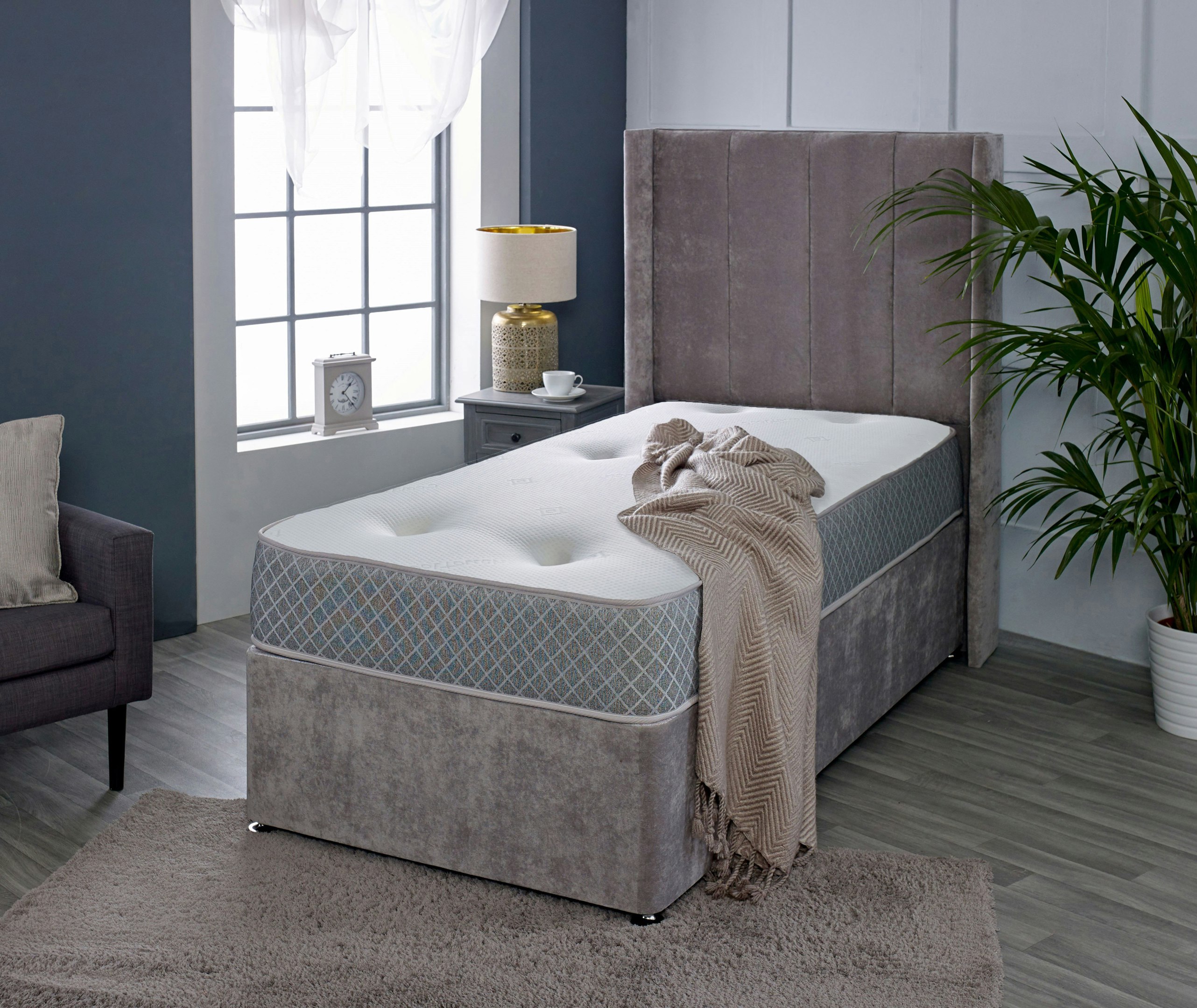 Starlight Beds Grey Nebraska Tufted Hybrid Mattress - Soft Feel Cool Touch Quilted Sleep Surface - 1 - European Single Mattress (90Cm X 200Cm)