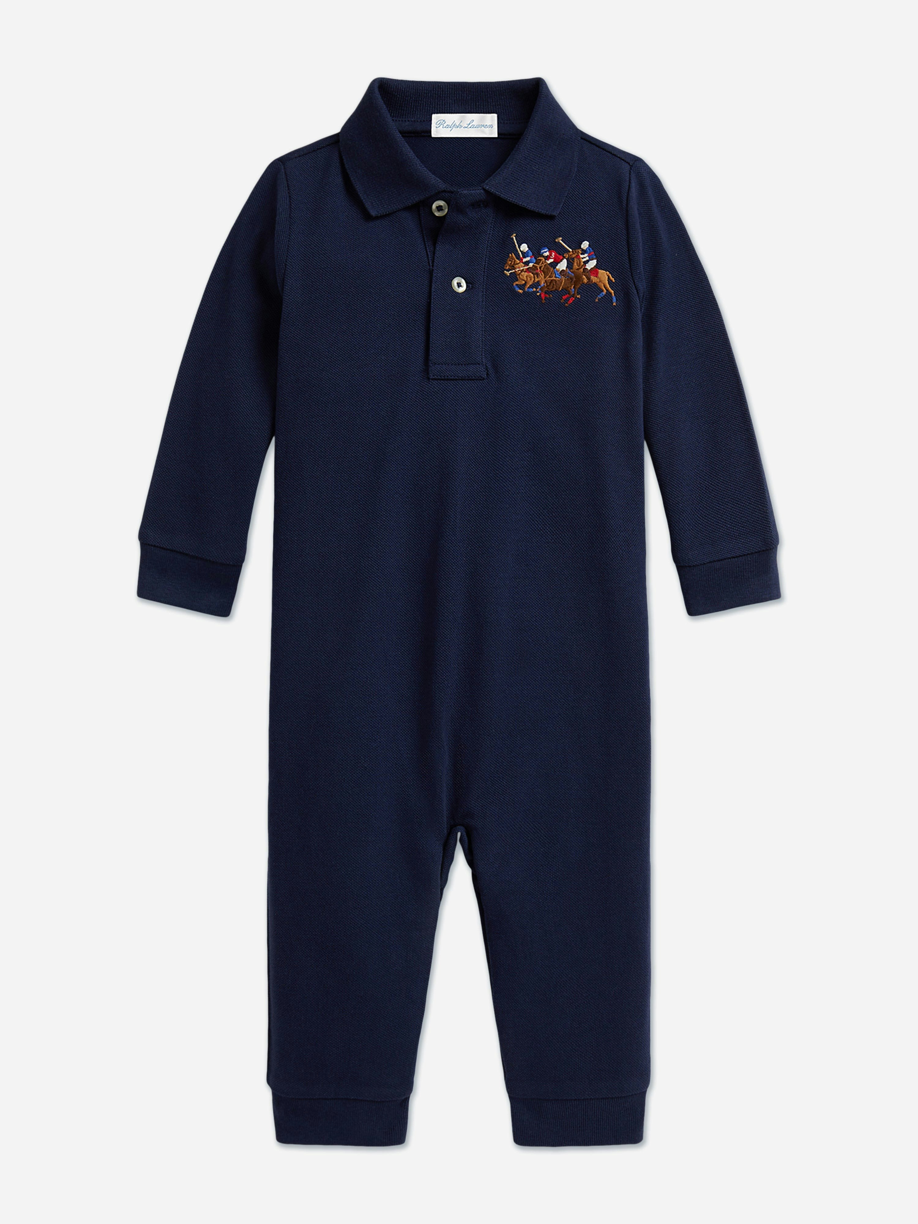 Ralph Lauren Kids Boys Blue Ralph Lauren Baby Polo Romper In Navy - 12 Mths