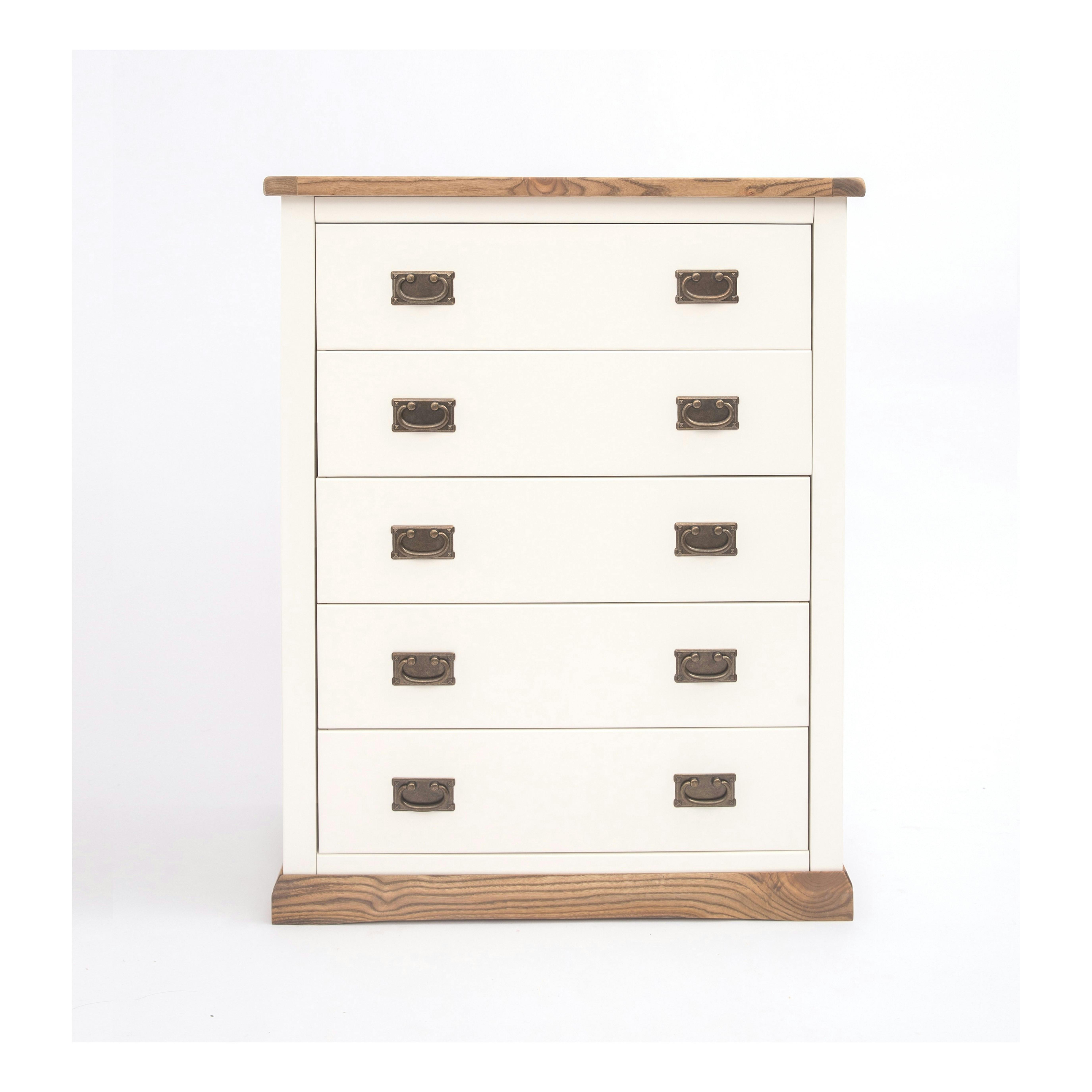 Rackhams White Tropea 5 Drawer Chest Of Drawers Bras Drop Handle - Off