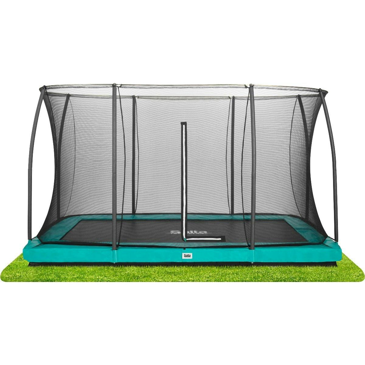 Salta Green 12Ft X 8Ft Rectangular Comfort Edition Inground Trampoline With Enclosure