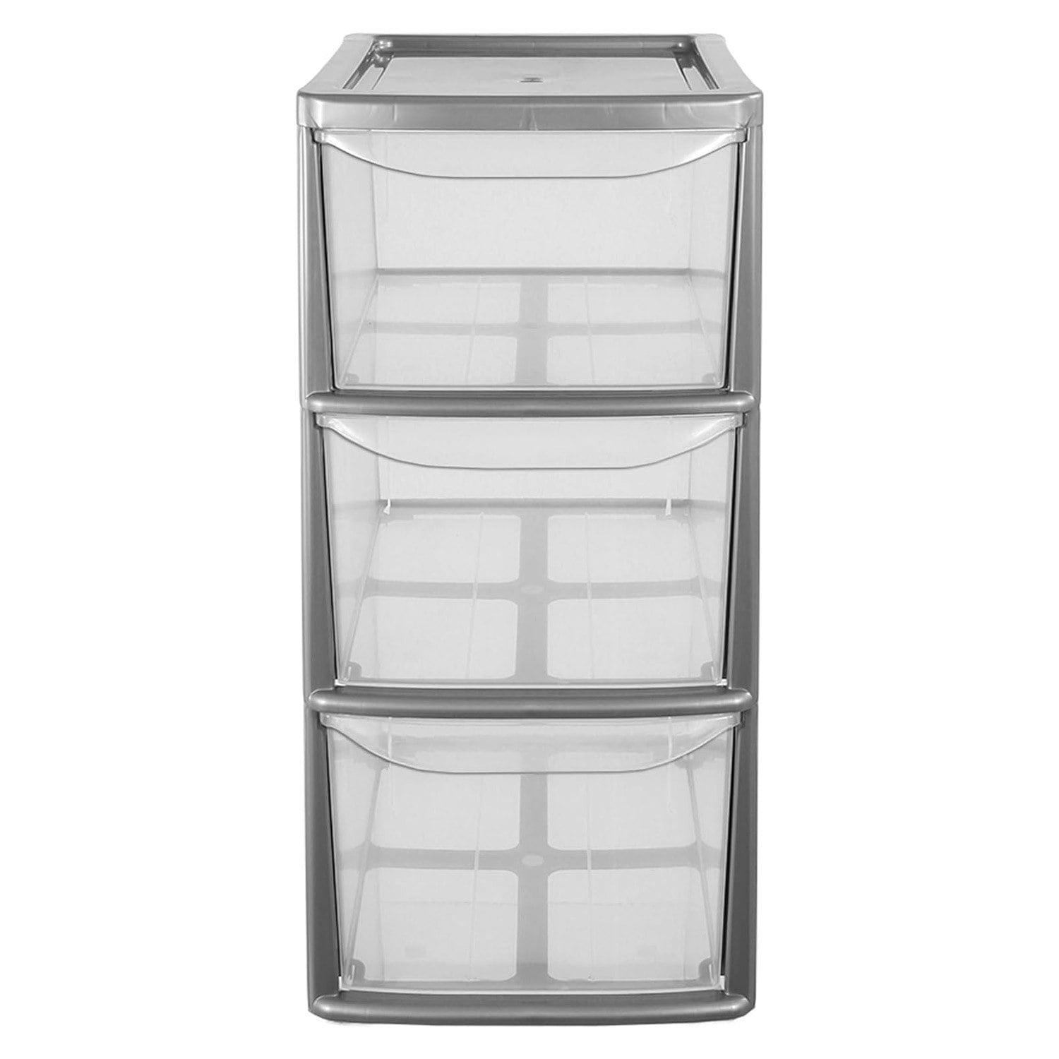 Rackhams Black/Silver 3 Drawer & Storage Tower Units With Clear Spacious Drawers - 1 X