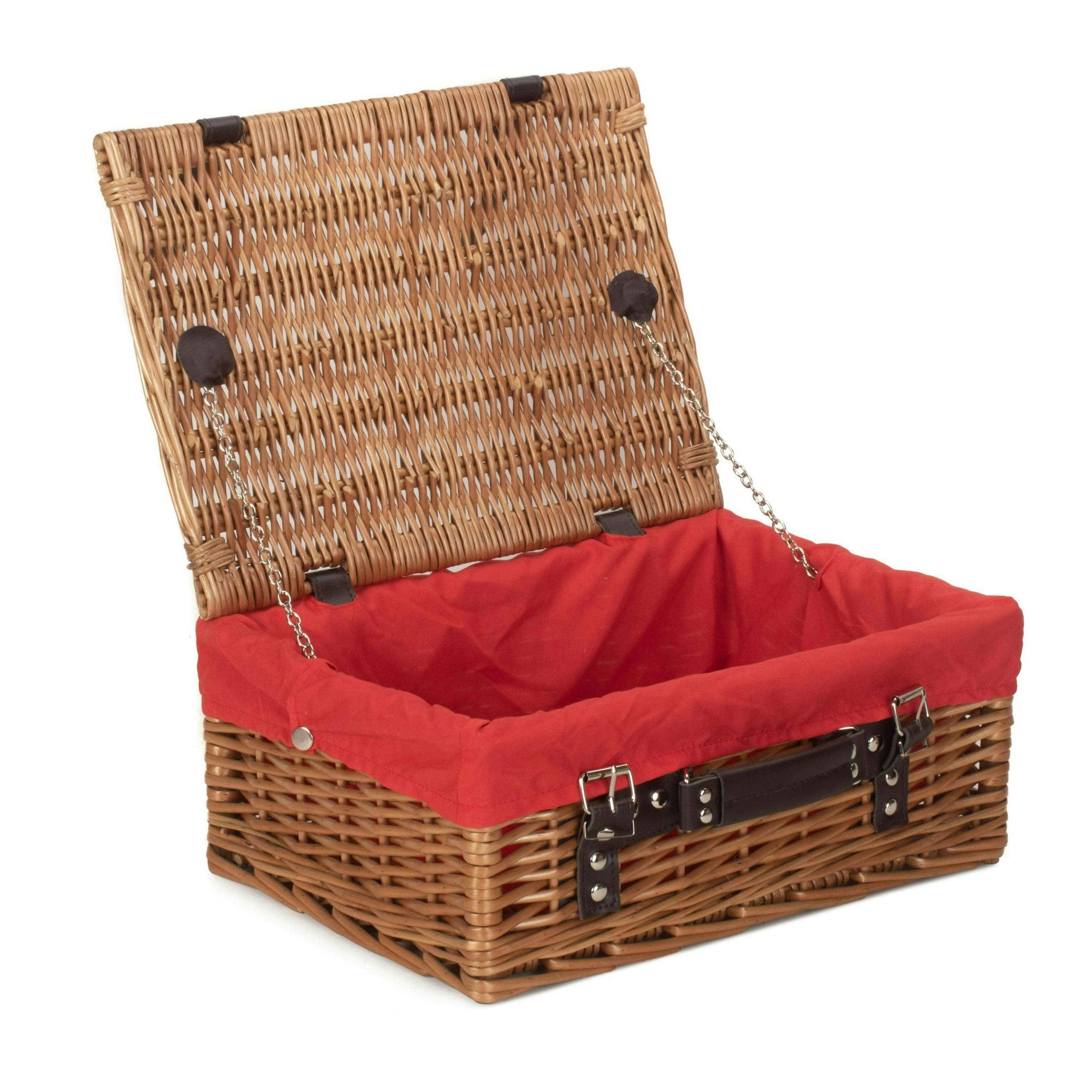Red Hamper 36Cm Double Steamed Willow Wicker Picnic Basket