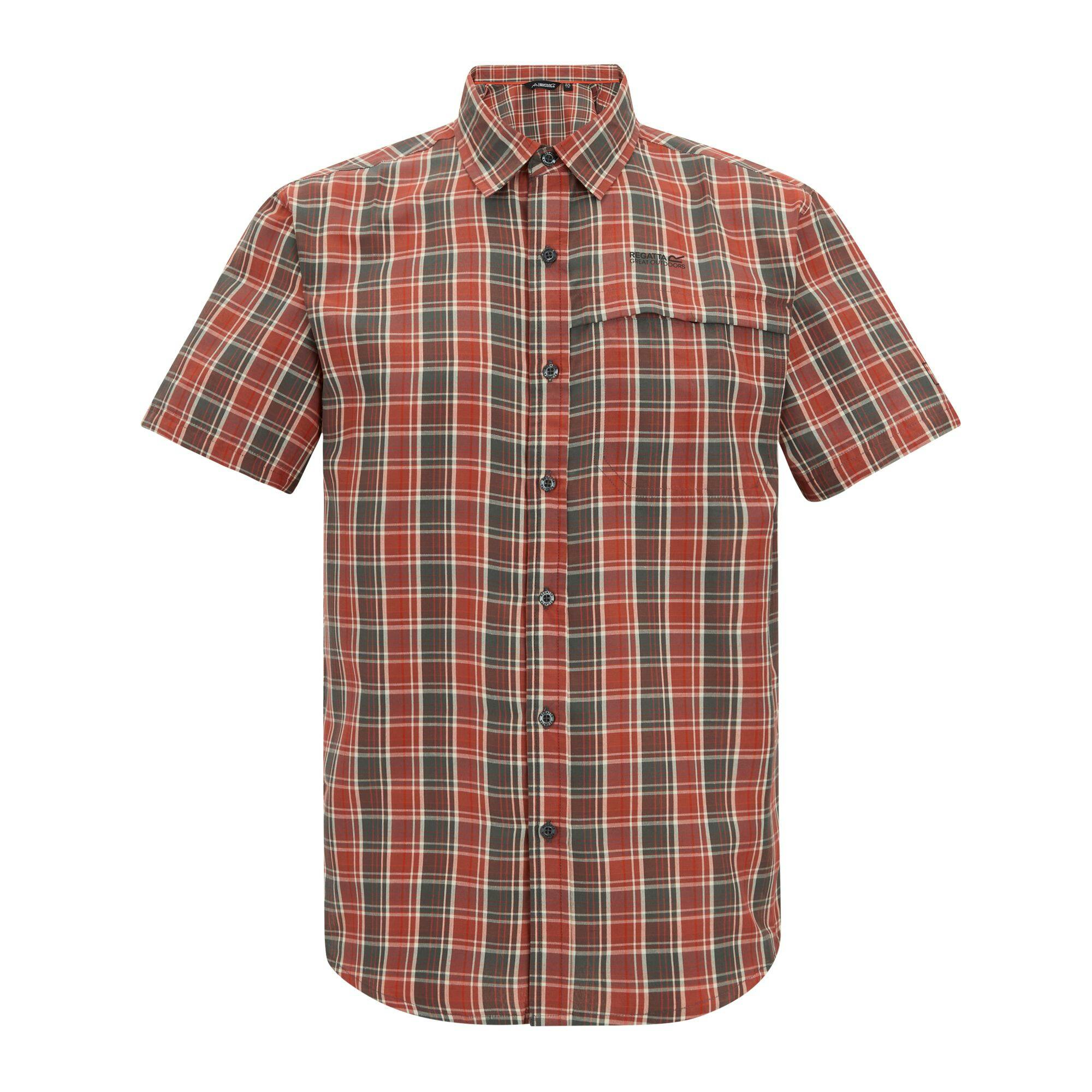Regatta Men's Dark Mindano Multi Check Short-Sleeved Shirt - Storm - Xxl - Storm - 90% Polyester/10% Viscose