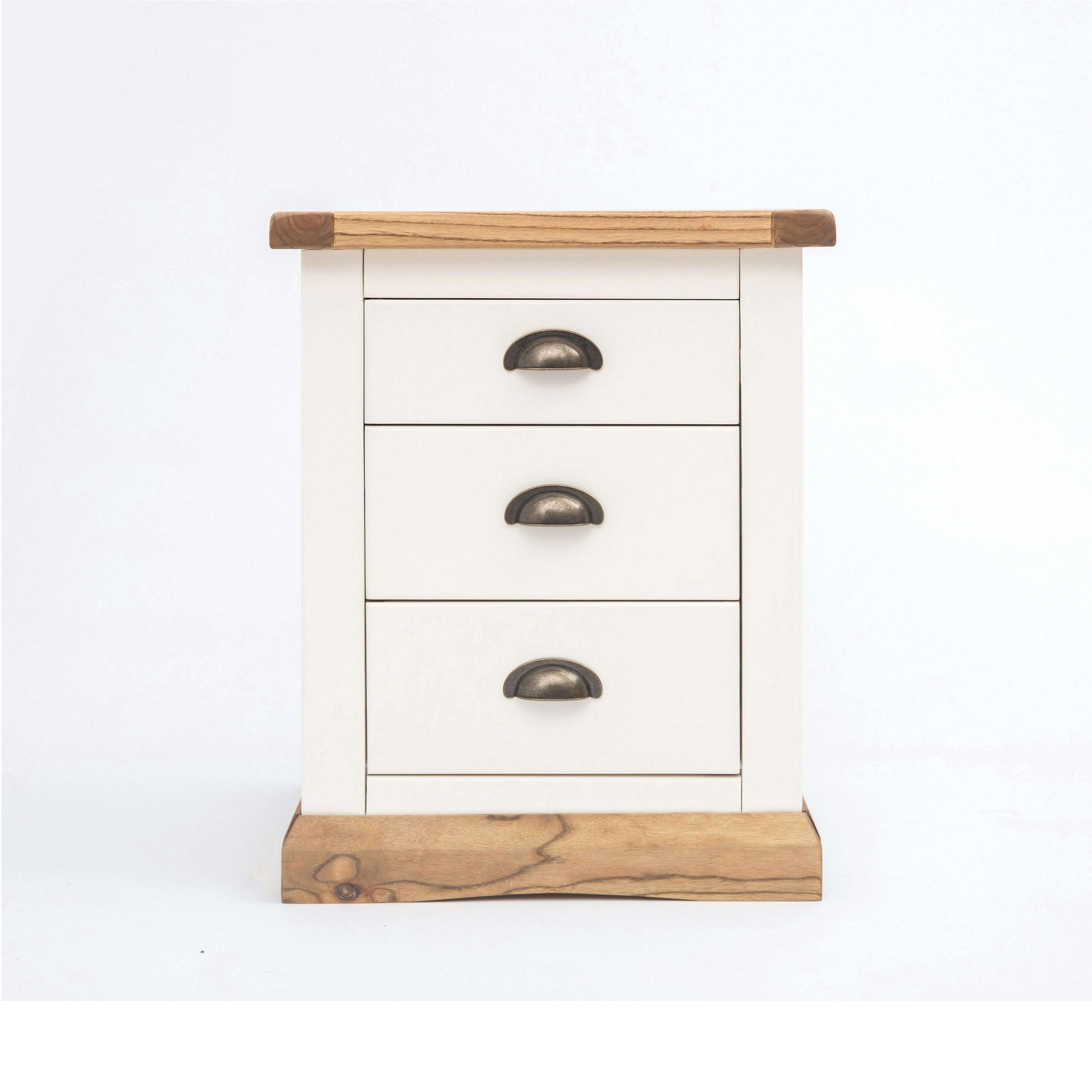 Rackhams White Tropea 3 Drawer Bedside Table - Off