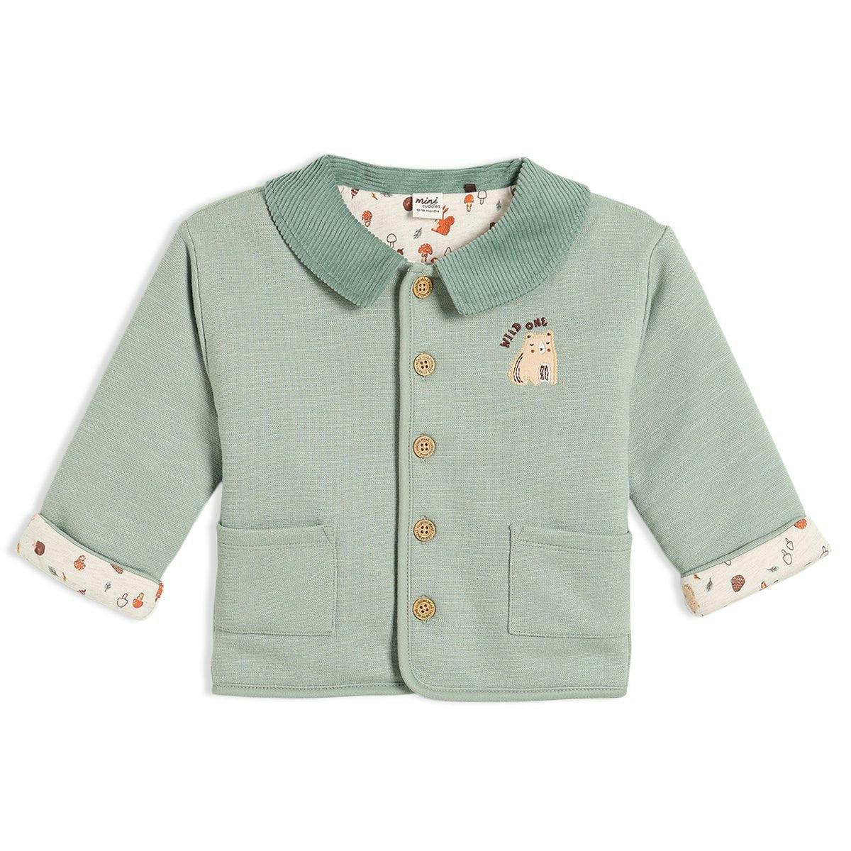Mini Cuddles Unisex Infant Green Baby Barn Jacket, Sage - 6-9 Months