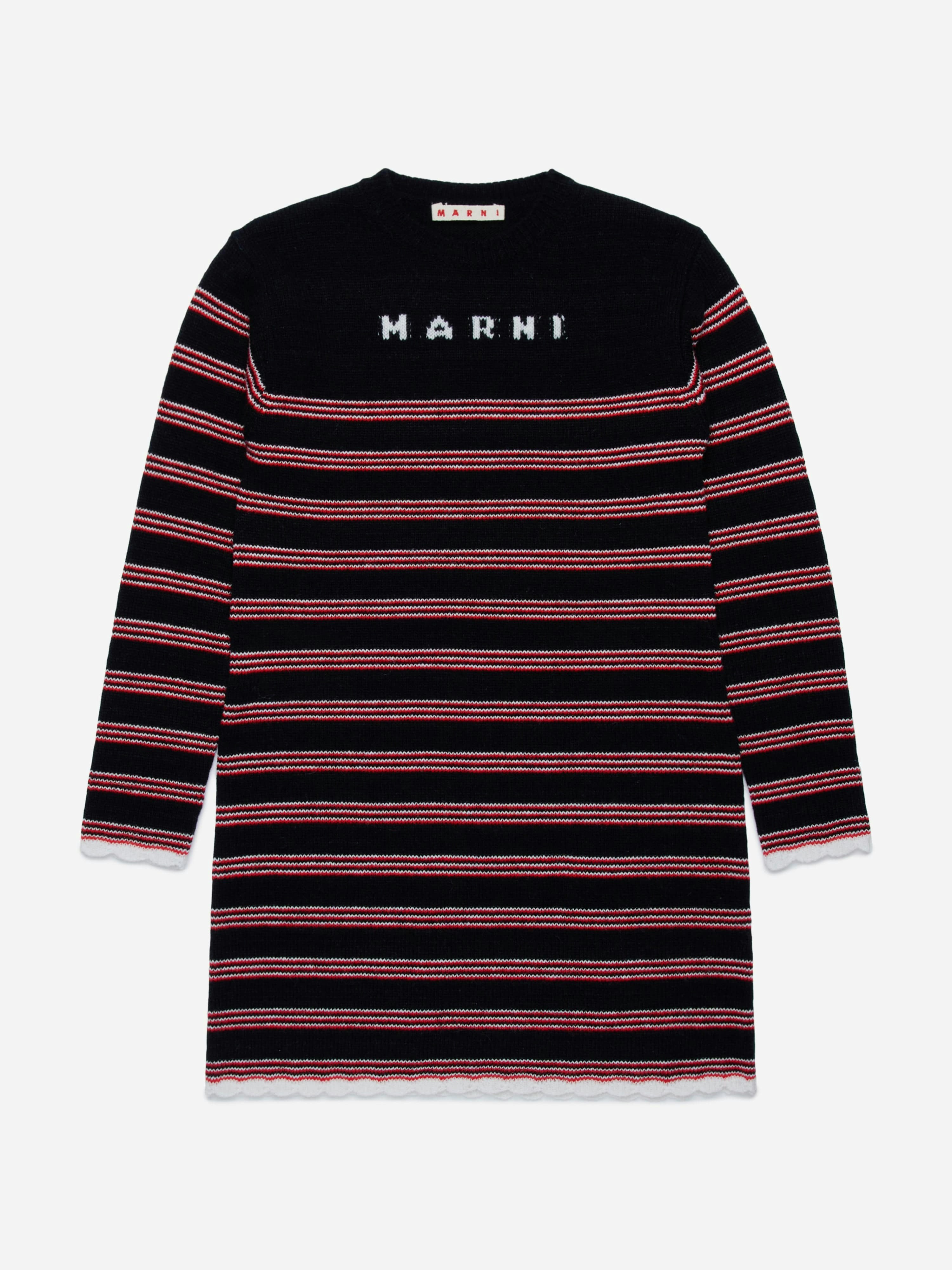 Marni Kids Girls Black Marni Knitted Striped Dress In - 12 Yrs