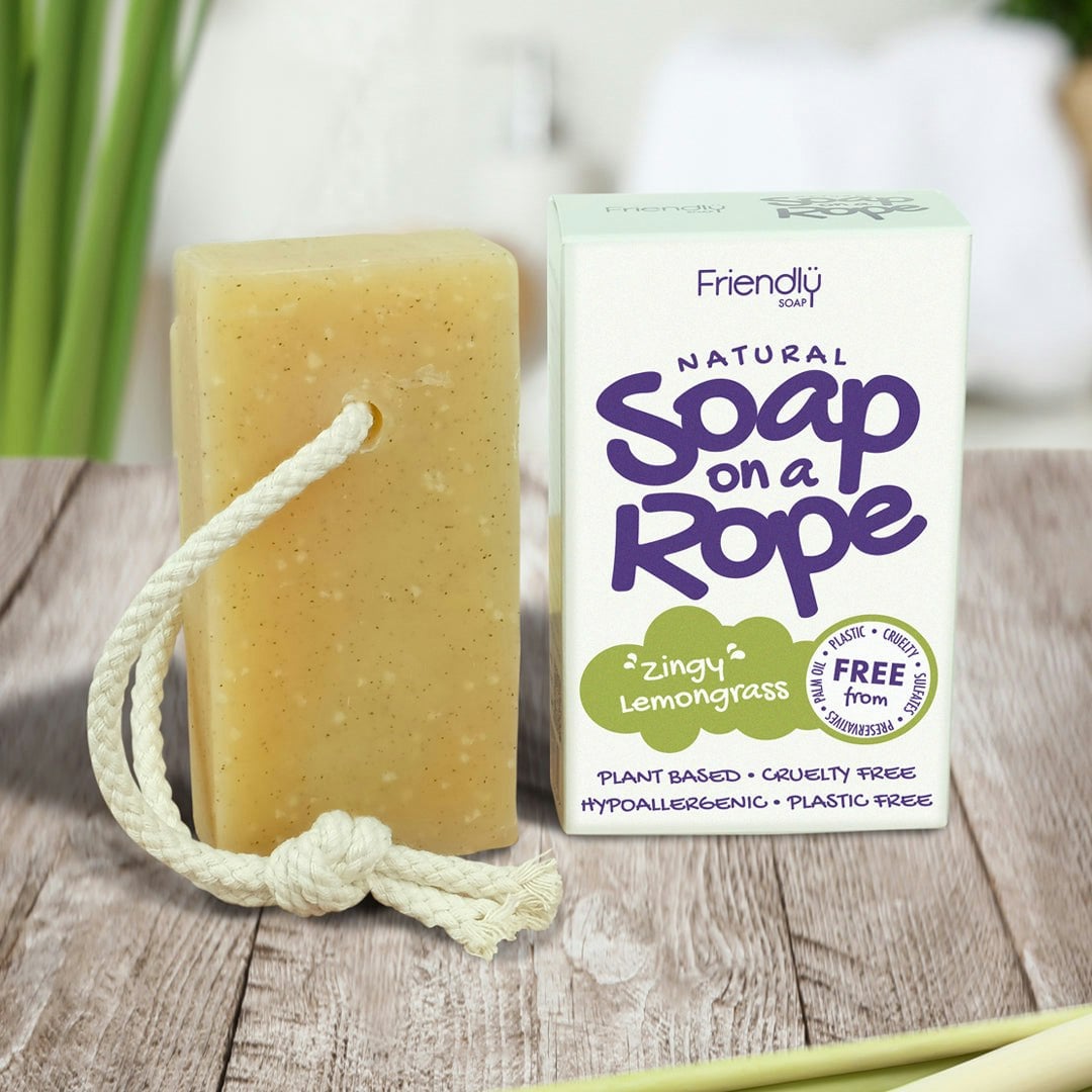 Friendly Soap - Natural Soap On A Rope - 'Zingy' Lemongrass - 125G - 125G - Natural Handmade Soap On A Rope - 1