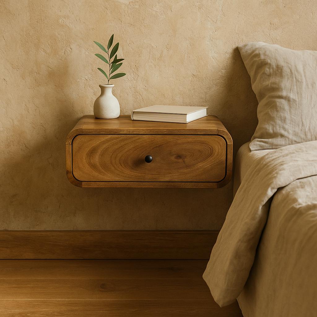 Rackhams Grain Udine Wall Mounted Oak Drawer Bedside Table