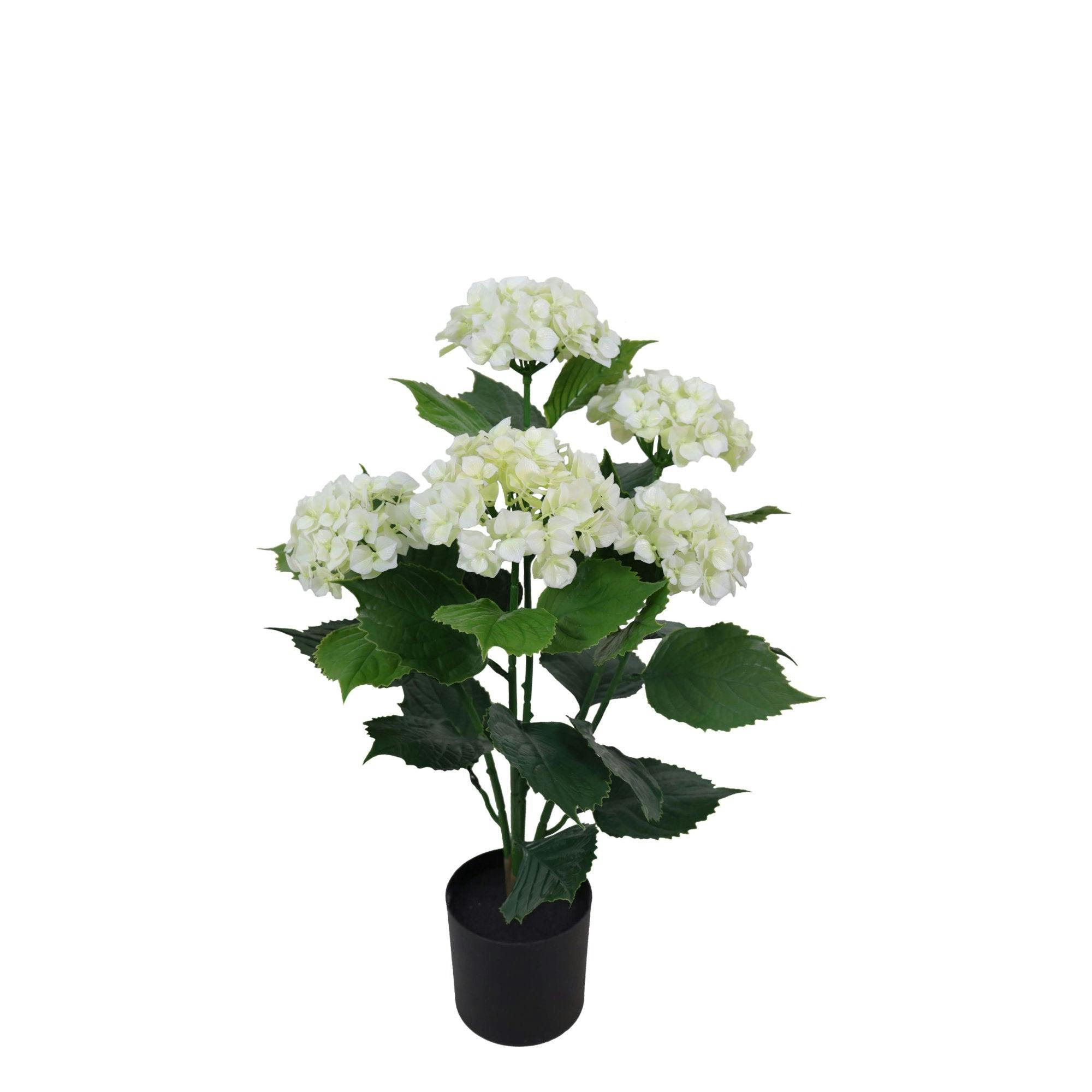 True Products White Artificial Hydrangea Bush Uv Protected - 60Cm, 90Cm & 120Cm - 60Cm