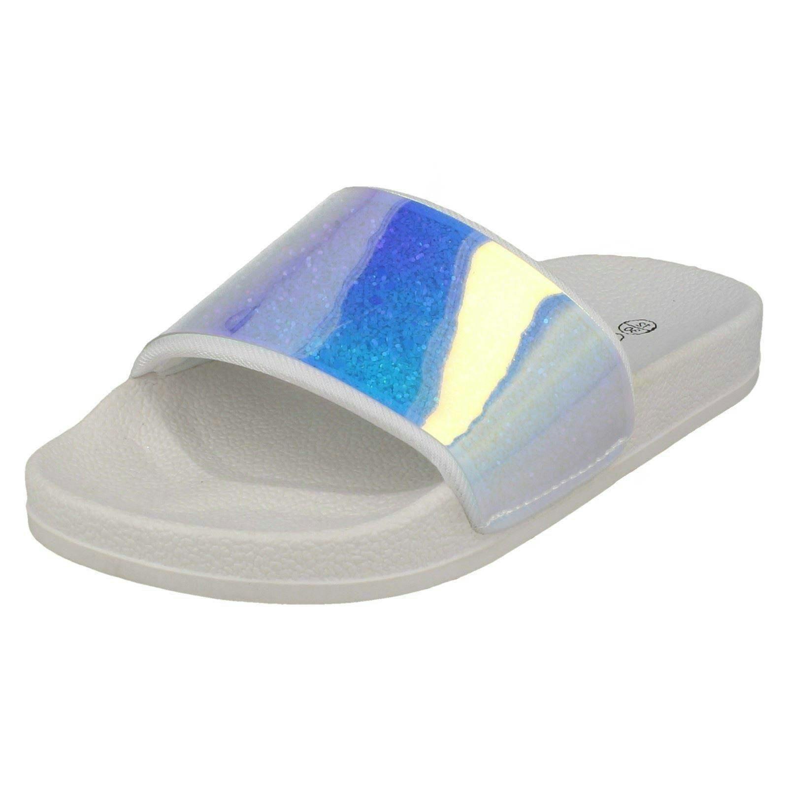 Spot On Girls White Casual Sliders H0323 - Uk 11 Child