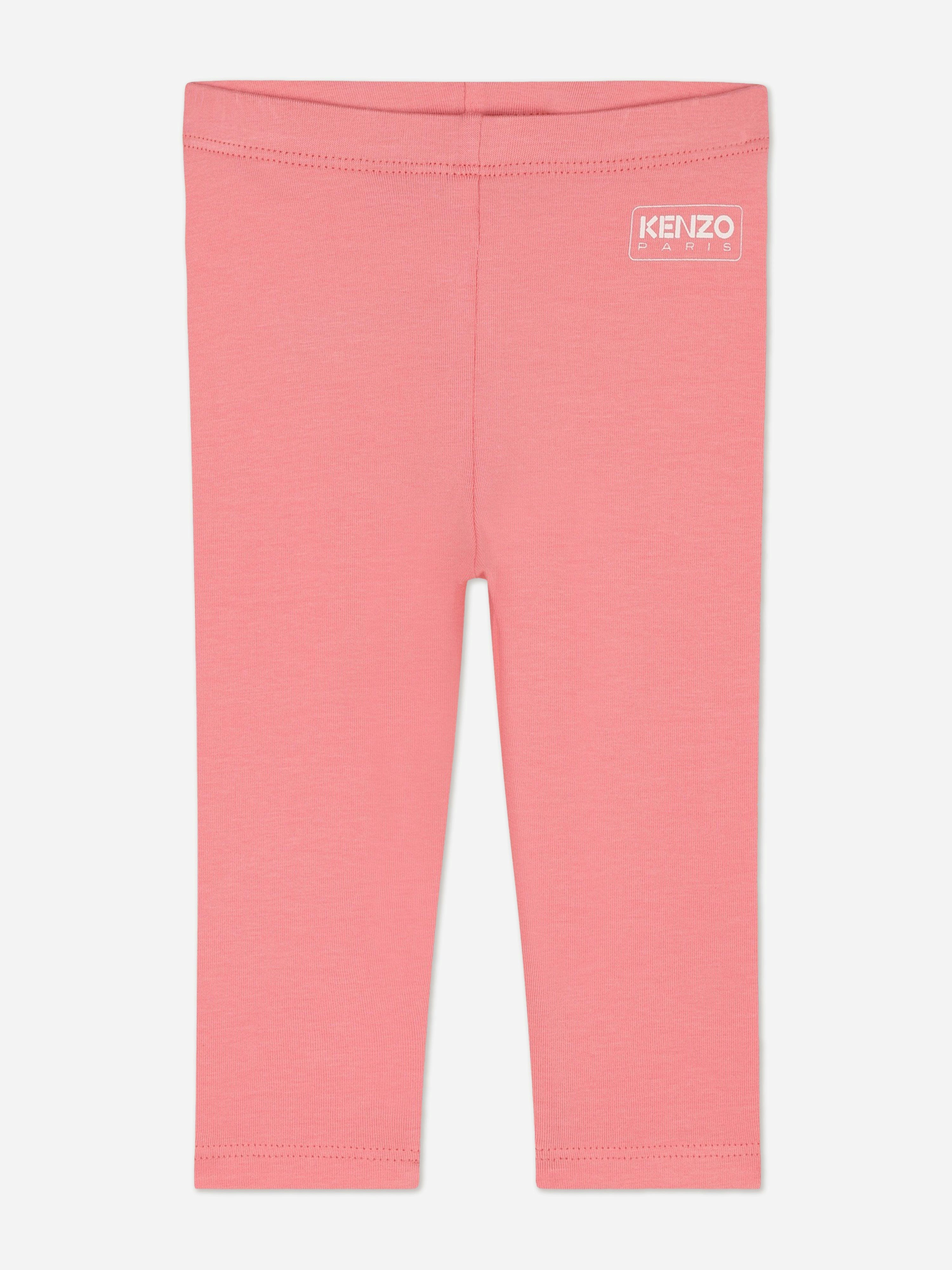 Kenzo Kids Girls Pink Kenzo Baby Logo Leggings In - 3 Yrs
