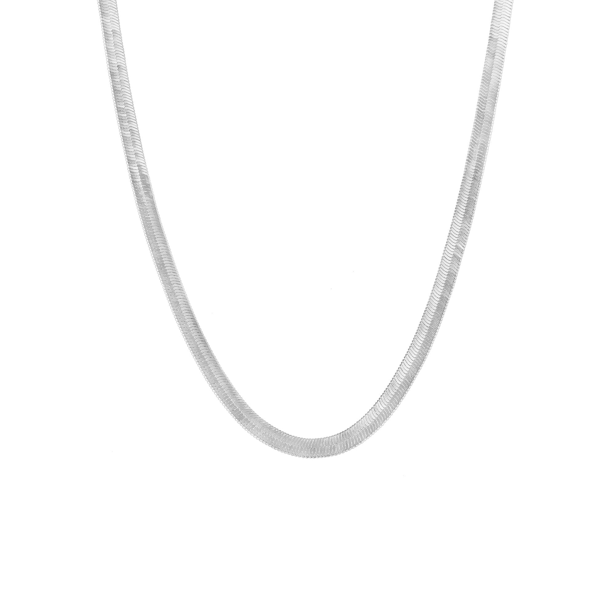 Spero London Silver Large Herringbone Sterling Flat Snake Chain