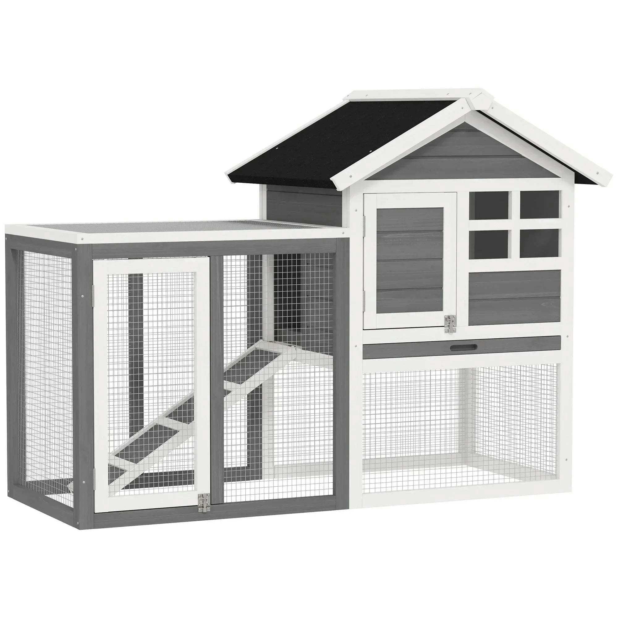 B&Q - Rabbit HutchBunny Cage Outdoor Wooden Cage W/tray & RampGrey - Image 6