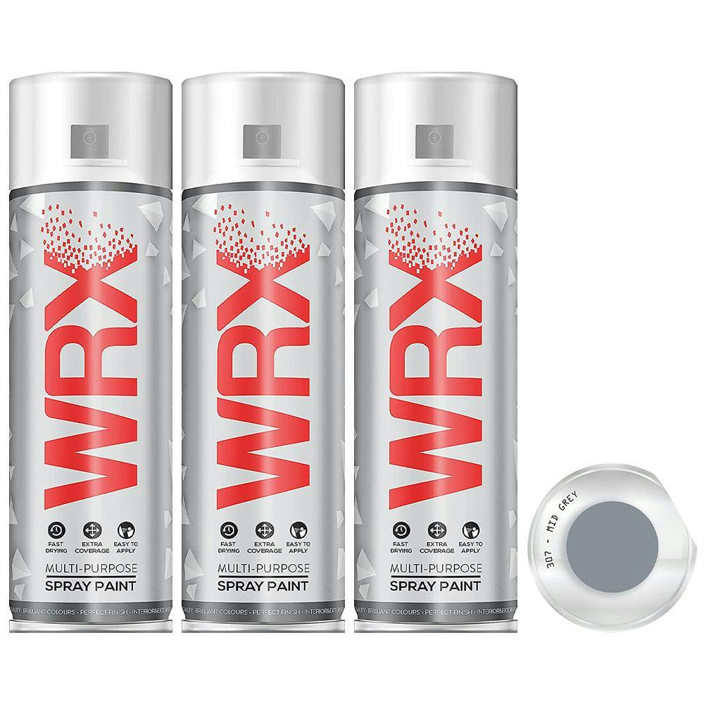 Rackhams Grey 6X Wrx Mid Spray Paint Acrylic 400Ml - Image 4
