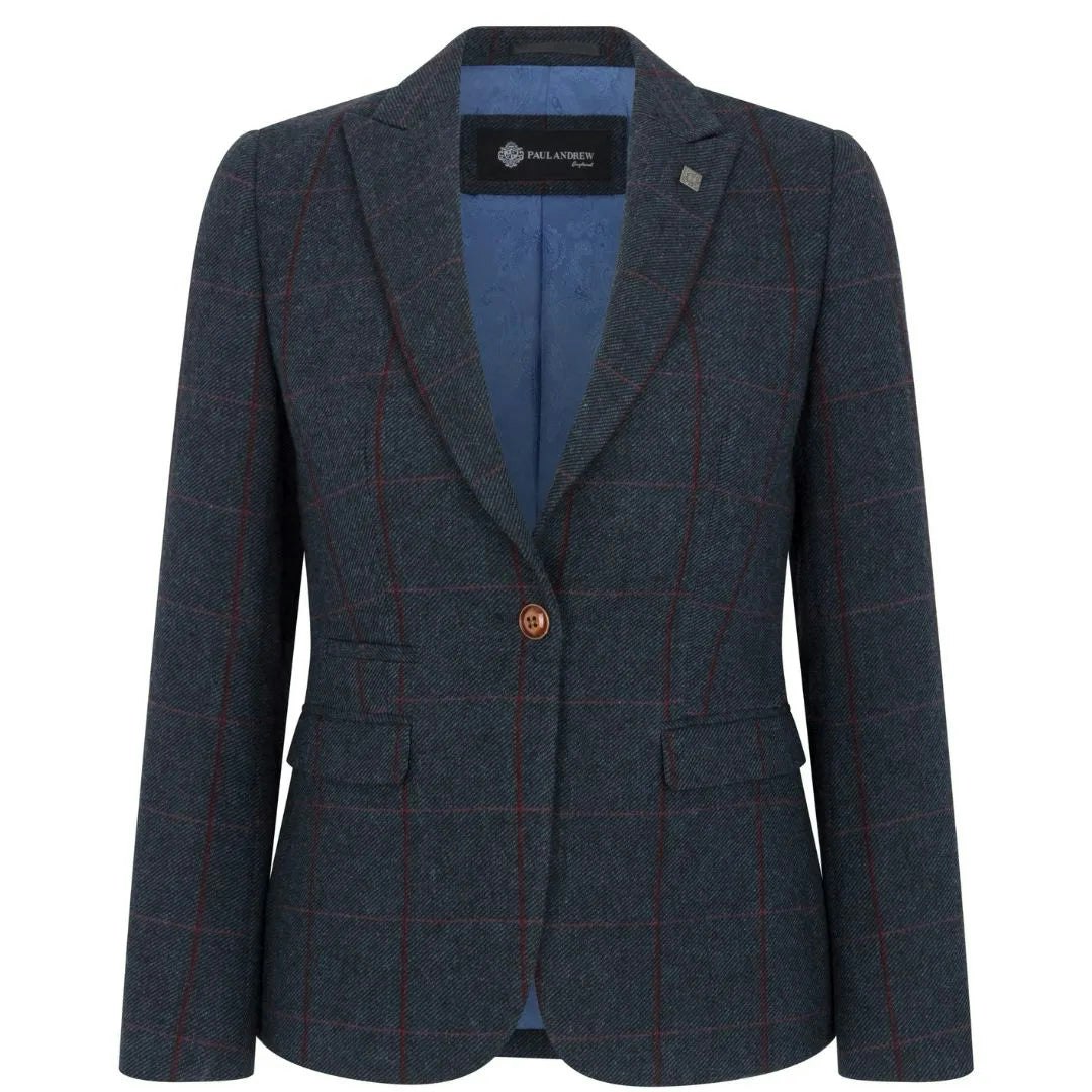 Paul Andrew Women's Madrid - Navy Tweed Tailored Fit Blazer - Uk 20