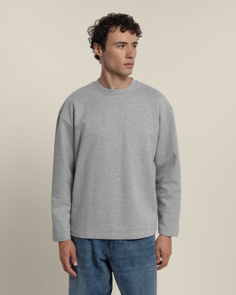 Larsson & Co Grey Praesto - Oversized Stepped Hem Sweatshirt - M - Melange