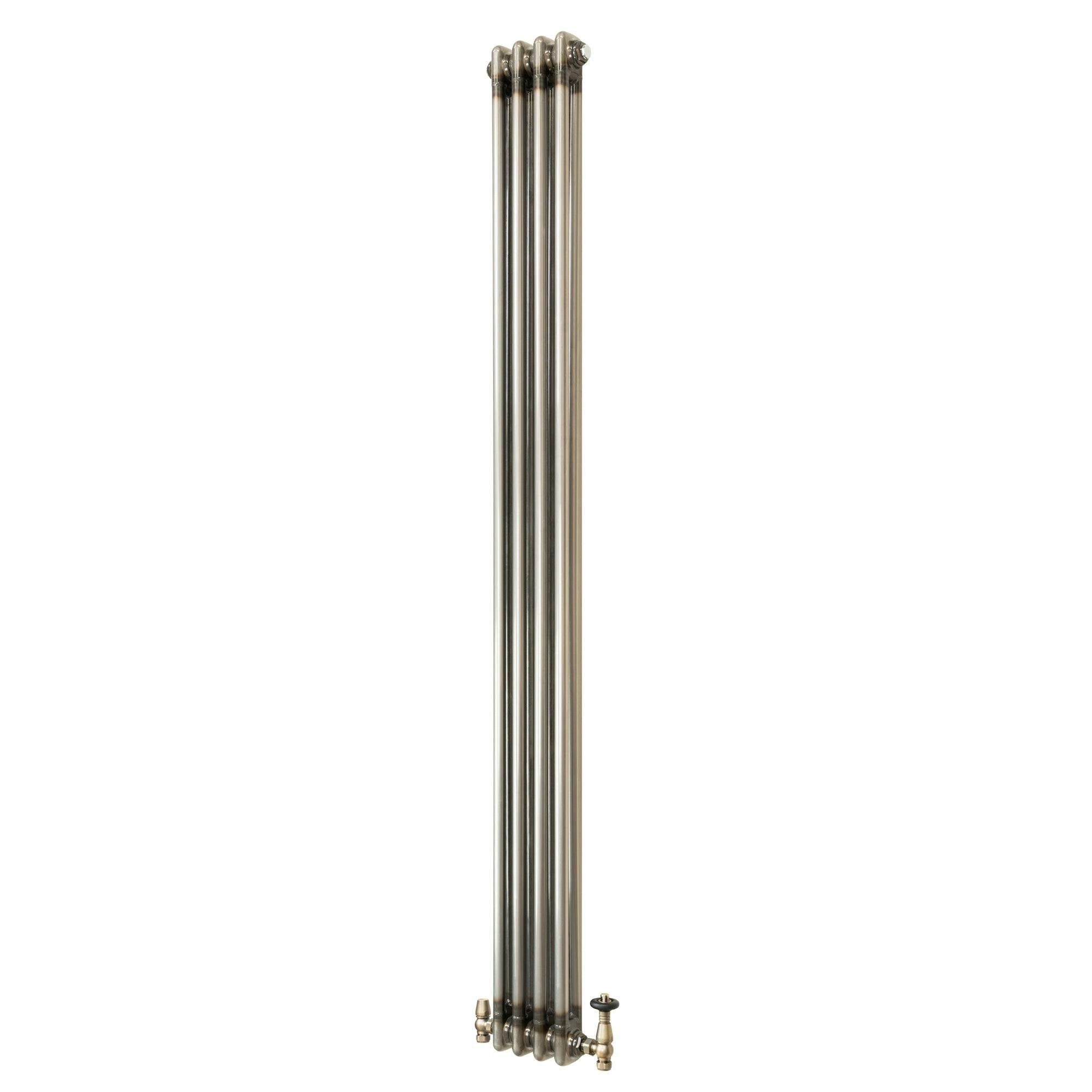Monstershop Traditional 2 Column Radiator & Valves - 1800 X 200Mm - Raw Metal