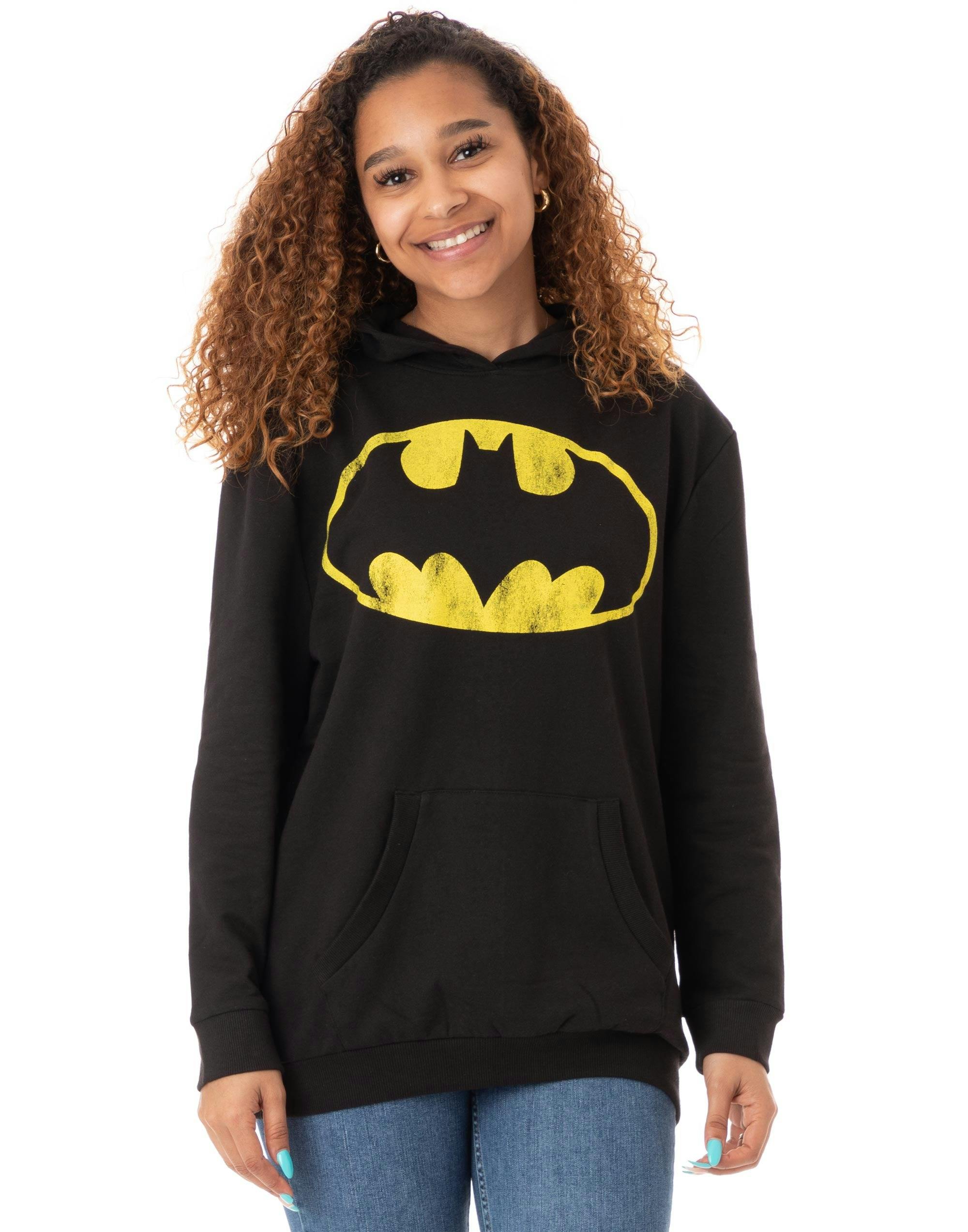 Vanilla Underground Women's Black Dc Comics Batman Logo Hoodie - Large